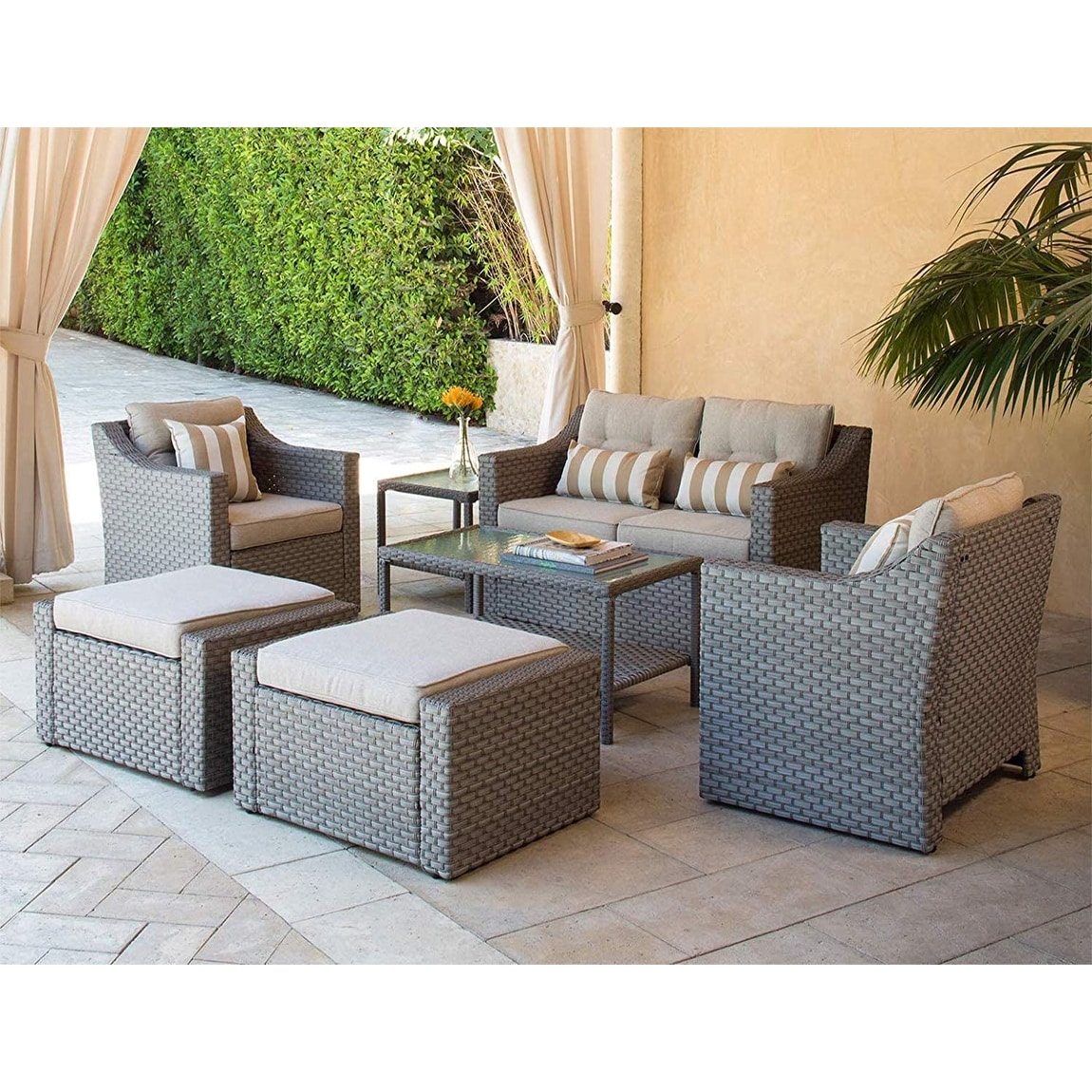 Outdoor Patio Furniture 7-piece Conversation Set