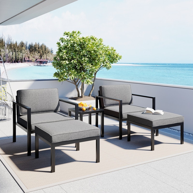 Outdoor Patio 5-piece Aluminum Alloy Conversation Set Sofa Set