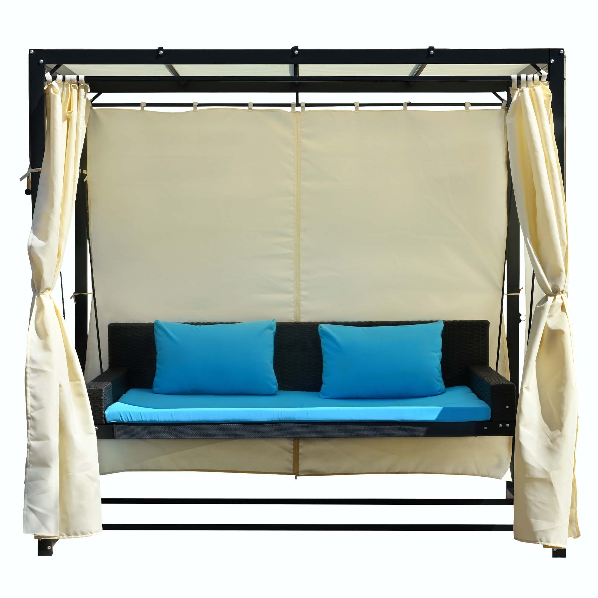 2-3 People Outdoor Swing Bed adjustable Curtains