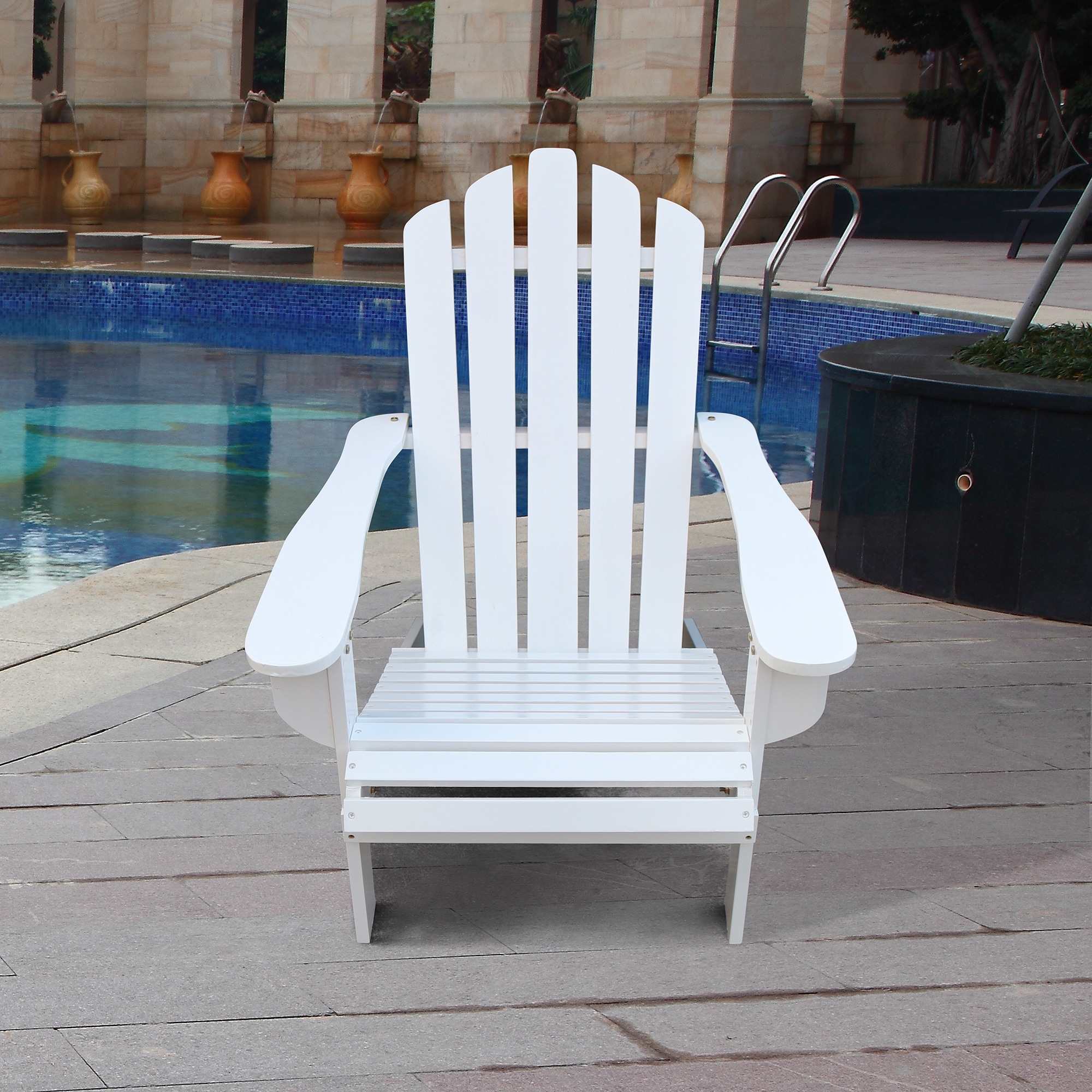 Outdoor Or Indoor Wood Reclining Adirondack Chair White