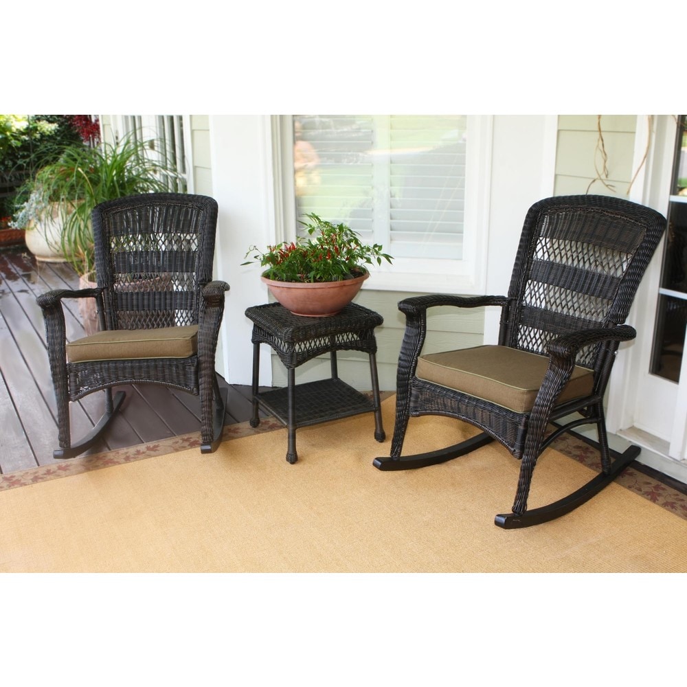 Portside Dark Roast Outdoor Wicker Rocking Chair Set (2-piece)