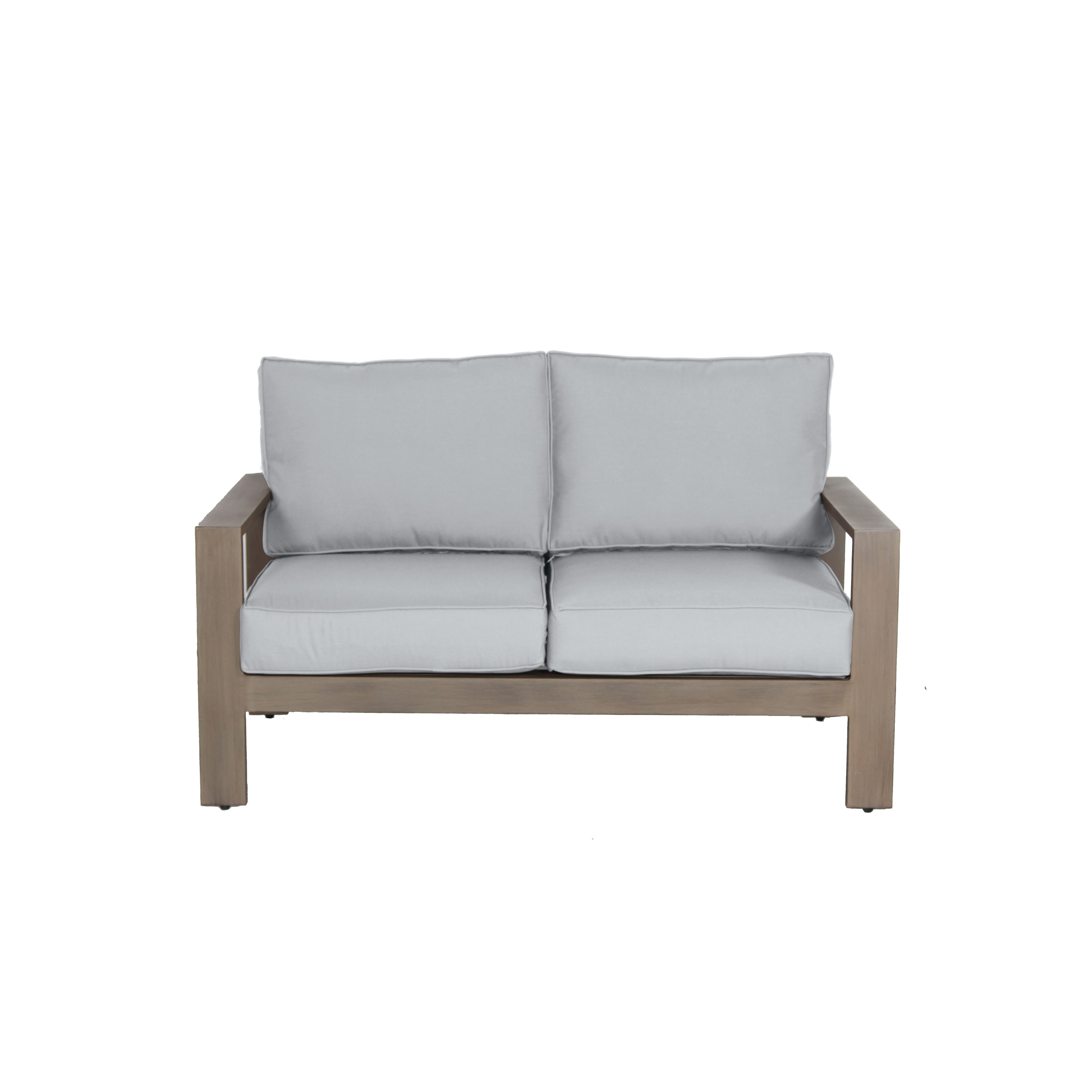 Aruba Aluminum Frame Love Seat With Cushion In Handpainted Taupe