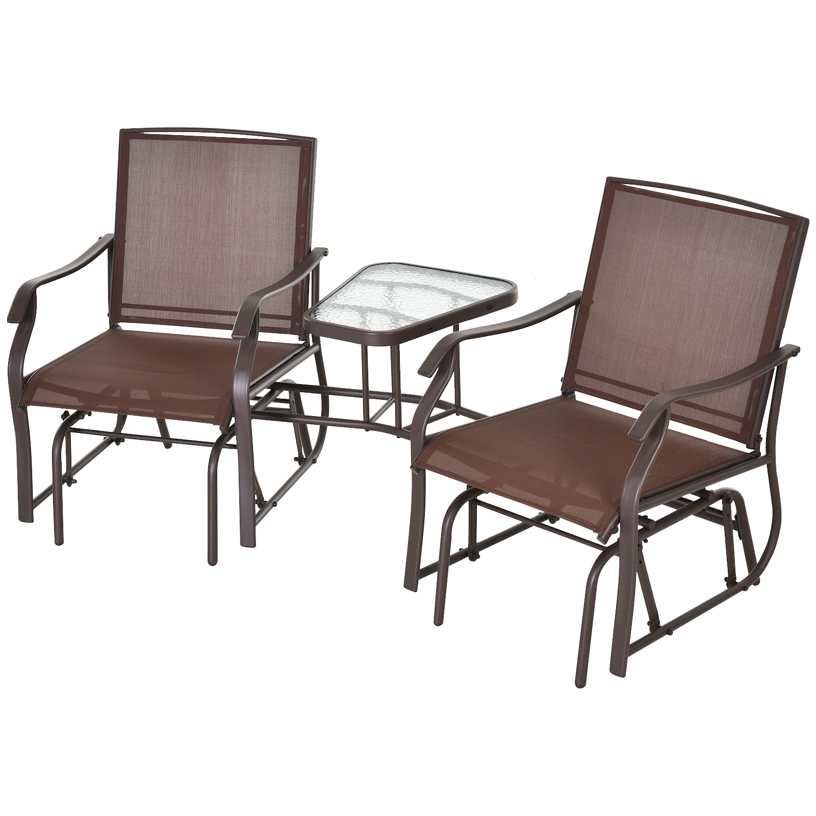 Outsunny 3-pc. Outdoor Sling Fabric Gliding Rocker Chairs W/ Table