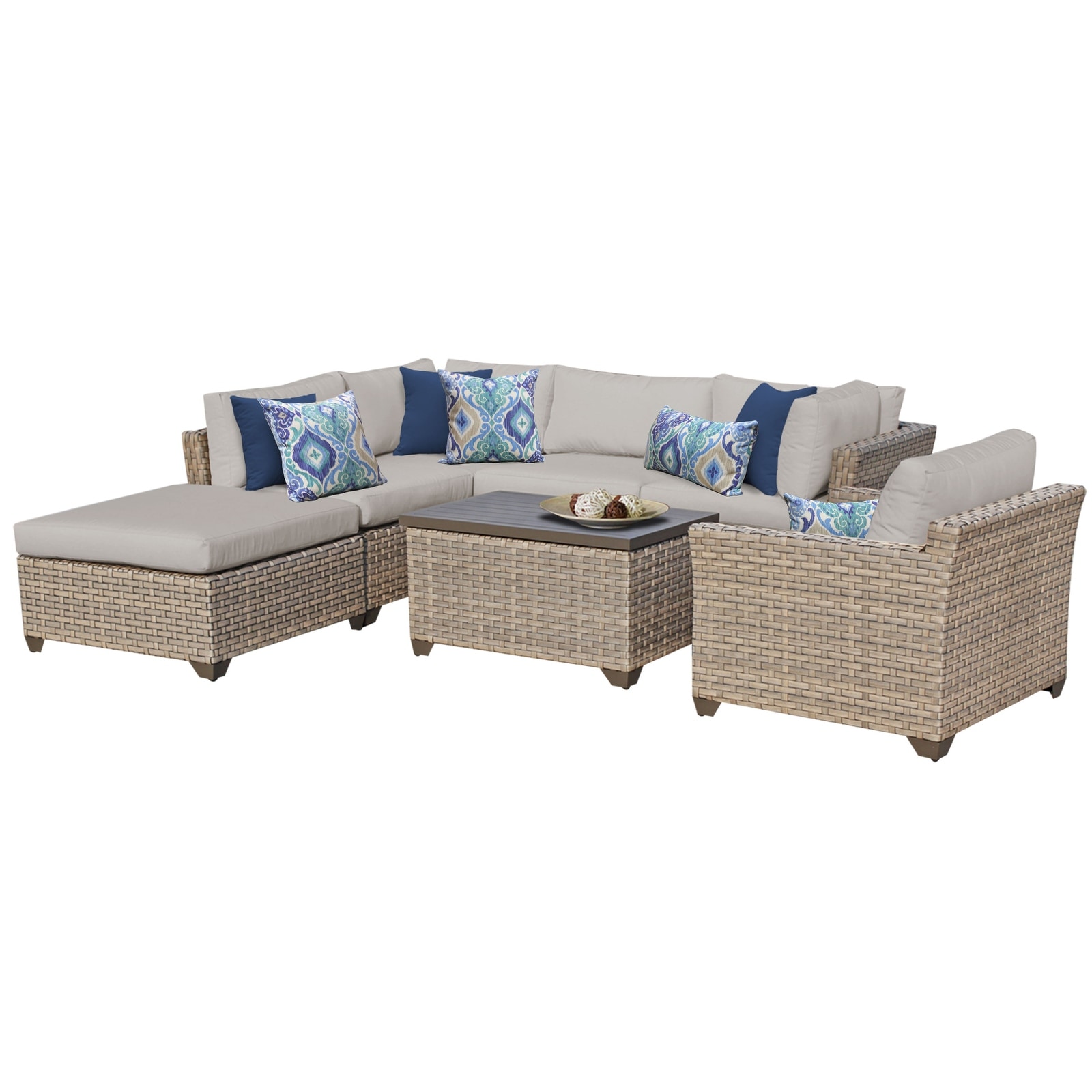 Monterey 7 Piece Wicker Outdoor Sectional Seating Group With Storage Coffee Table And Club Chair