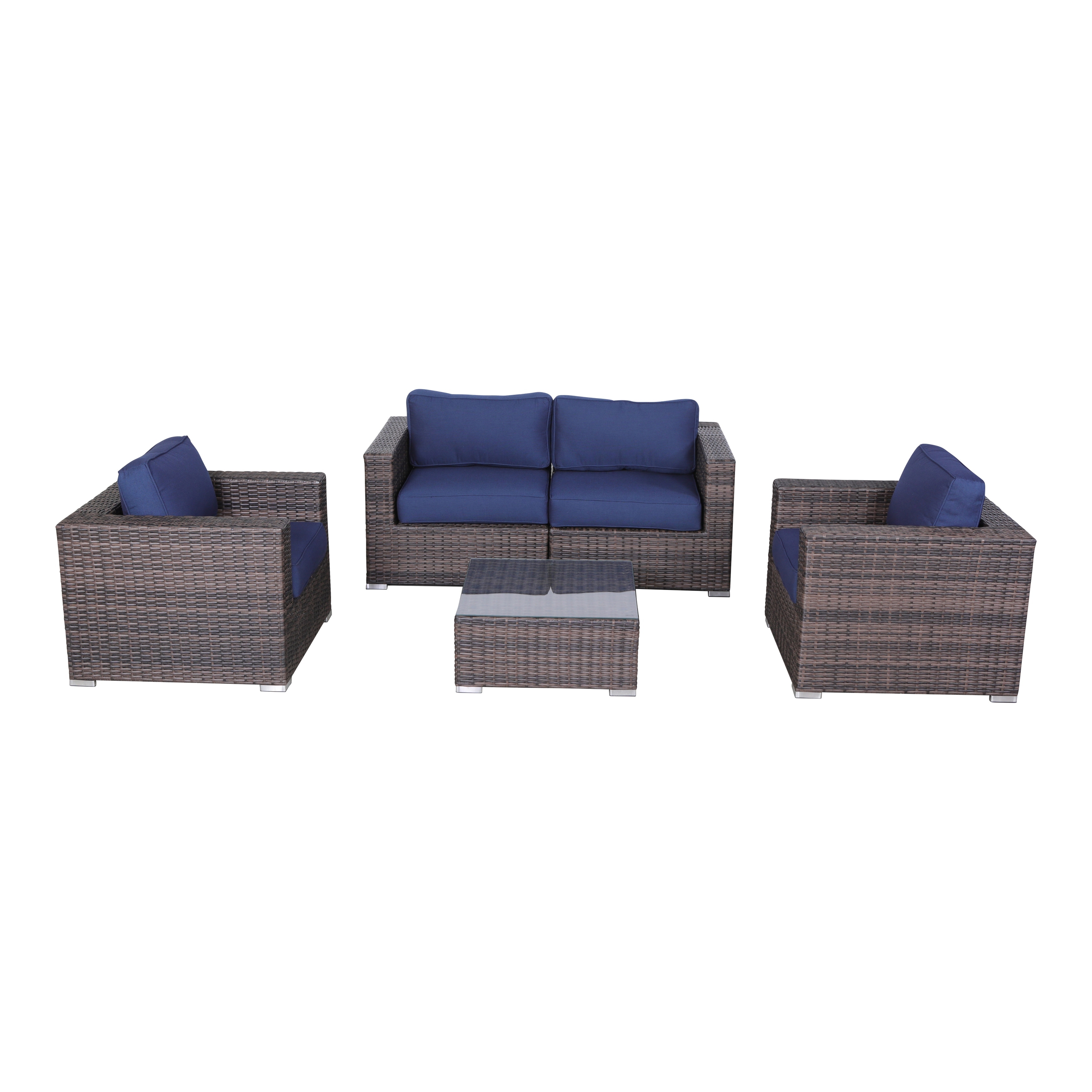 Lsi 4 - Person Wicker Sectional Seating Group With Cushions