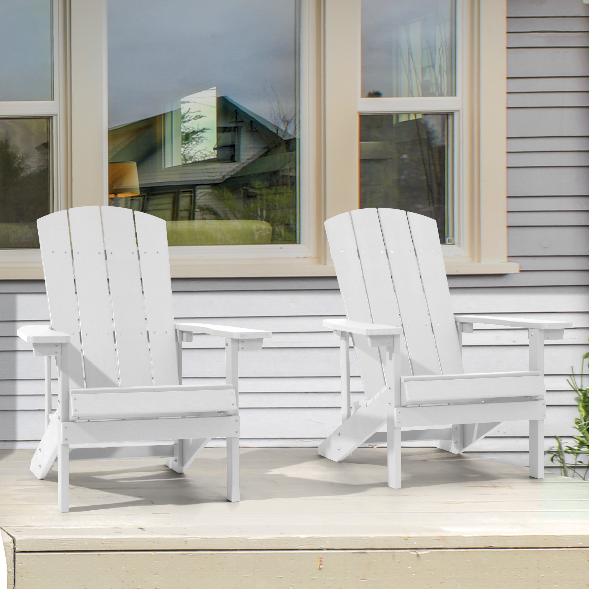 Aoolimics Outdoor Adirondack Chair Patio Plastic Single Chair-set Of 2