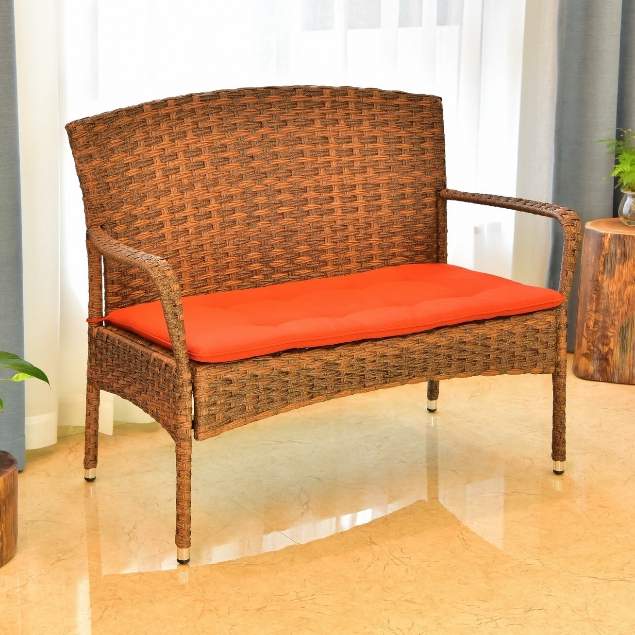 International Caravan Majorca Resin Wicker Patio Sofa With Cushion