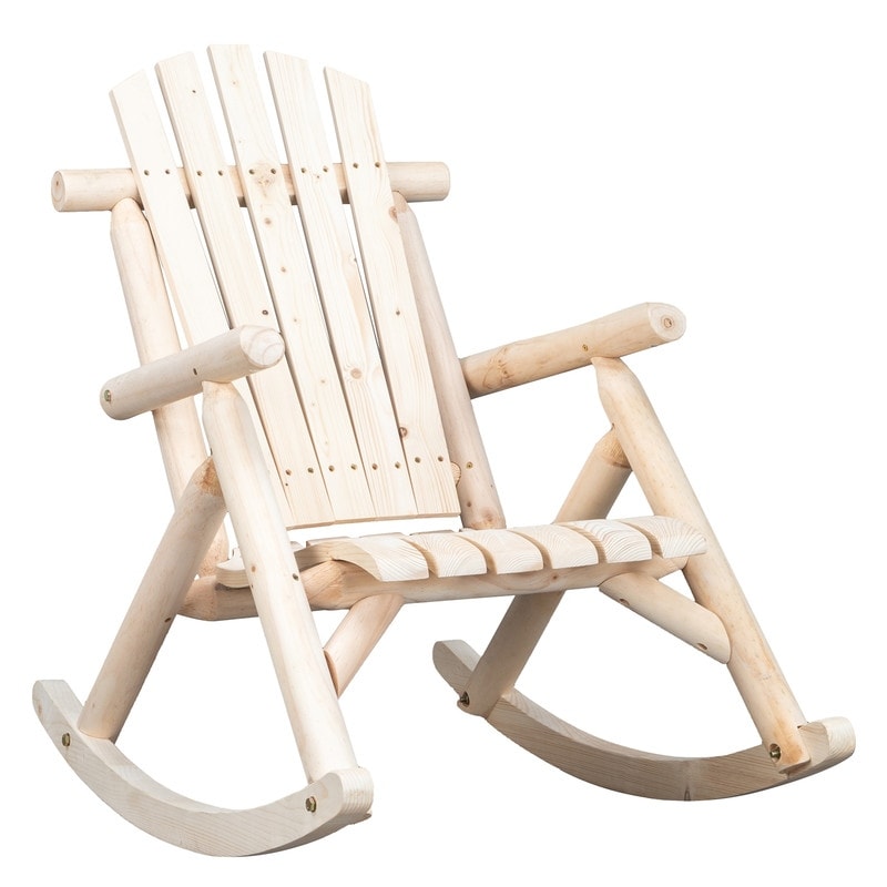 Patio Rustic Wood Adirondack Rocking Chair