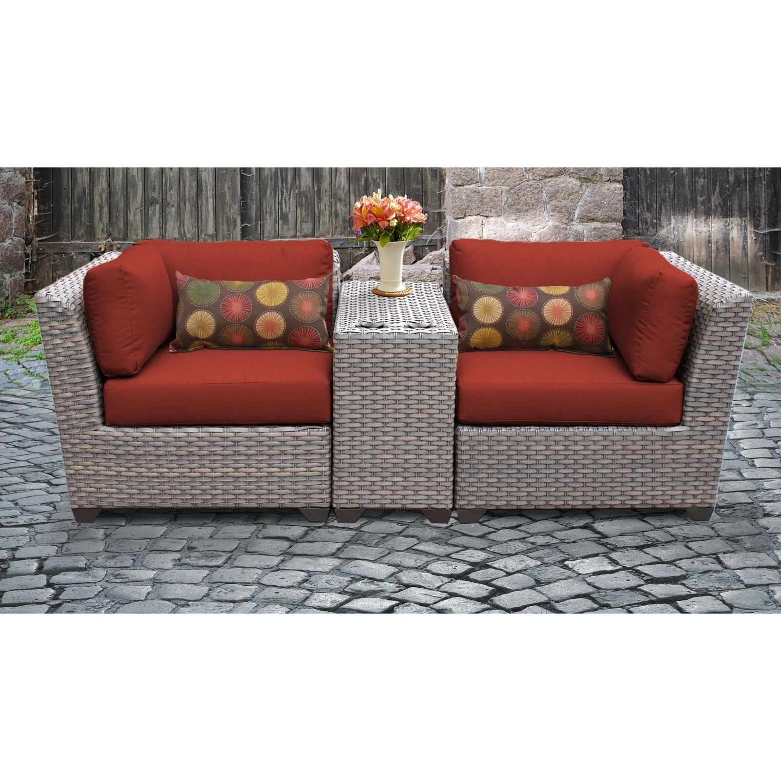 Florence 3 Piece Outdoor Wicker Patio Furniture Set