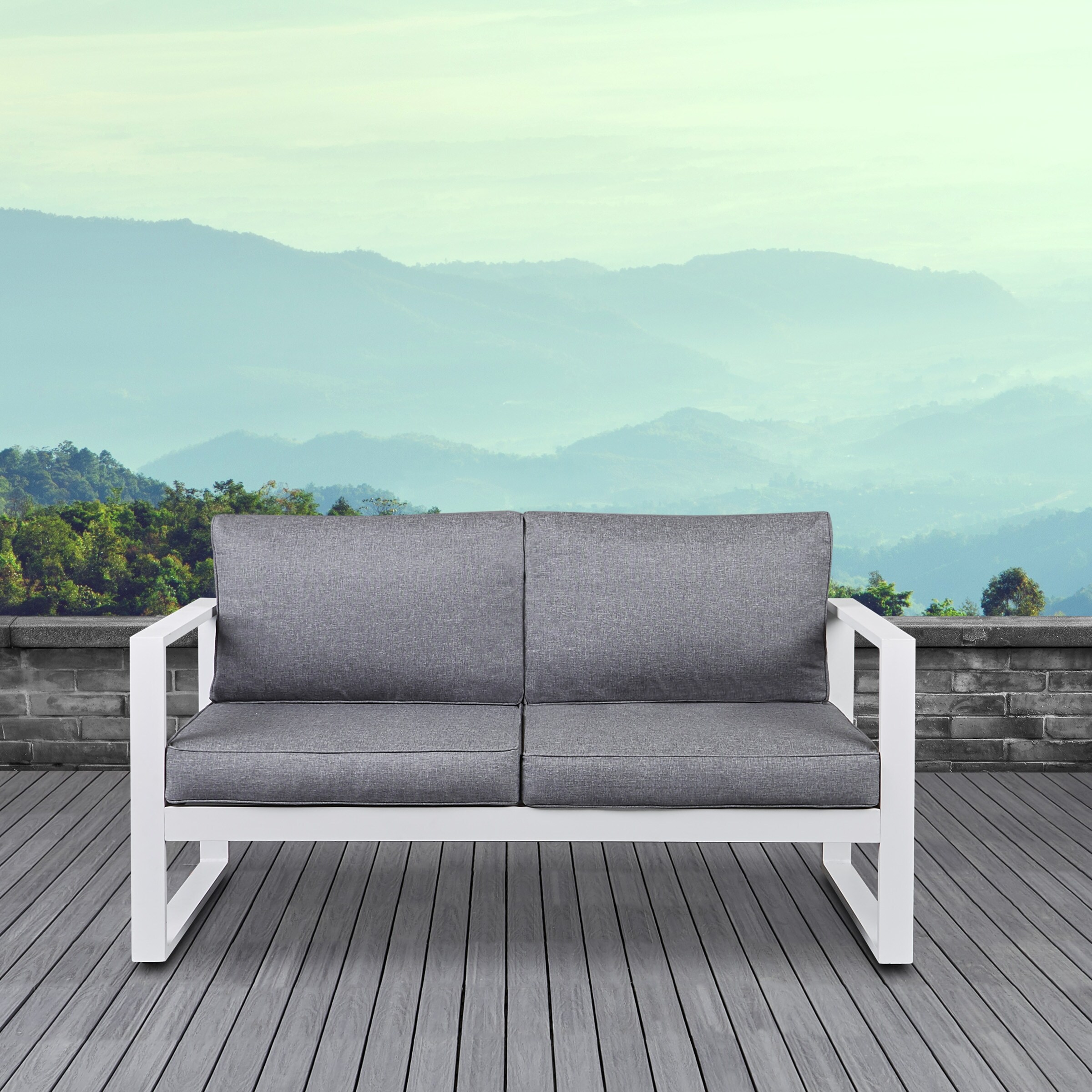 Baltic Outdoor Love Seat In White By Real Flame