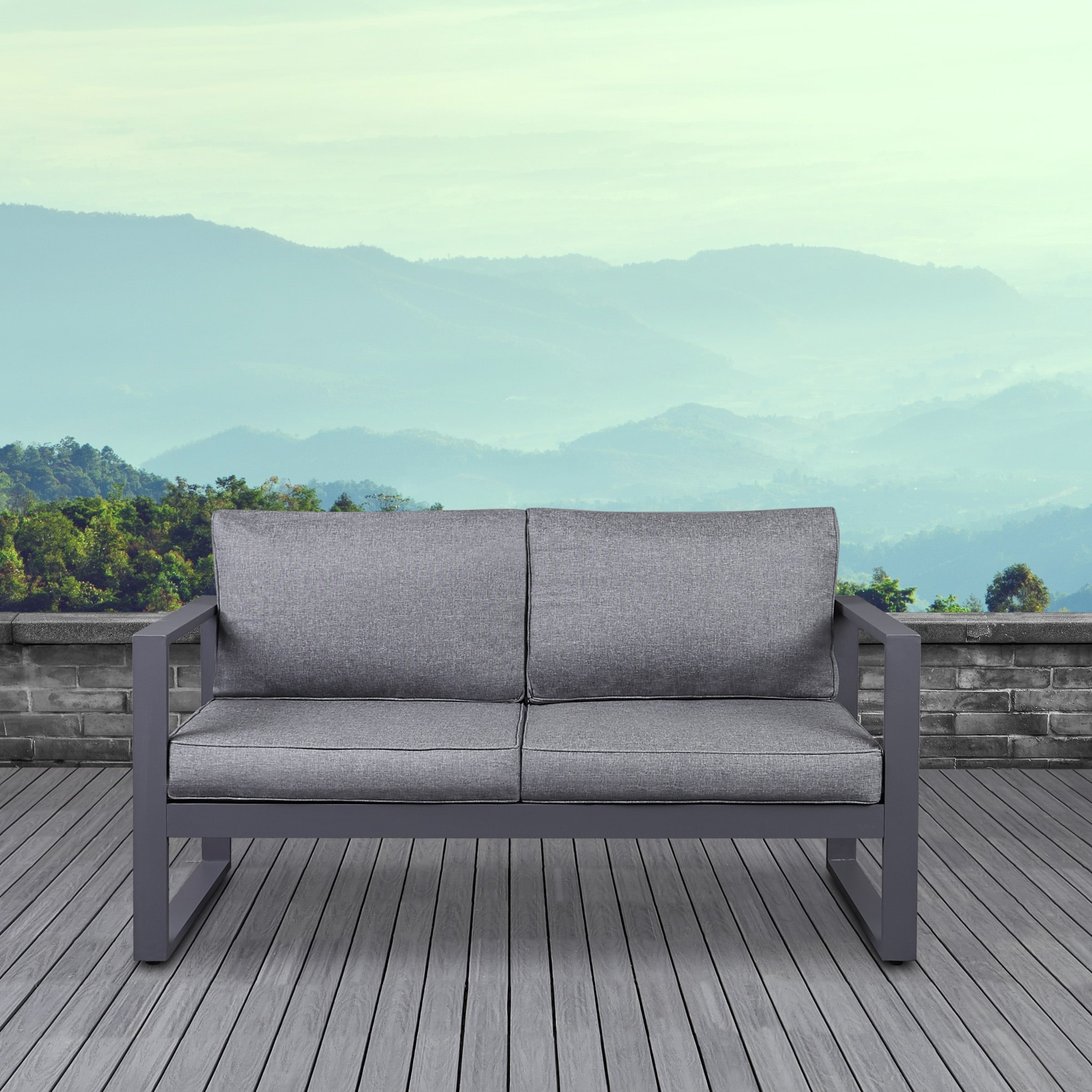 Baltic Outdoor Love Seat In Gray By Real Flame