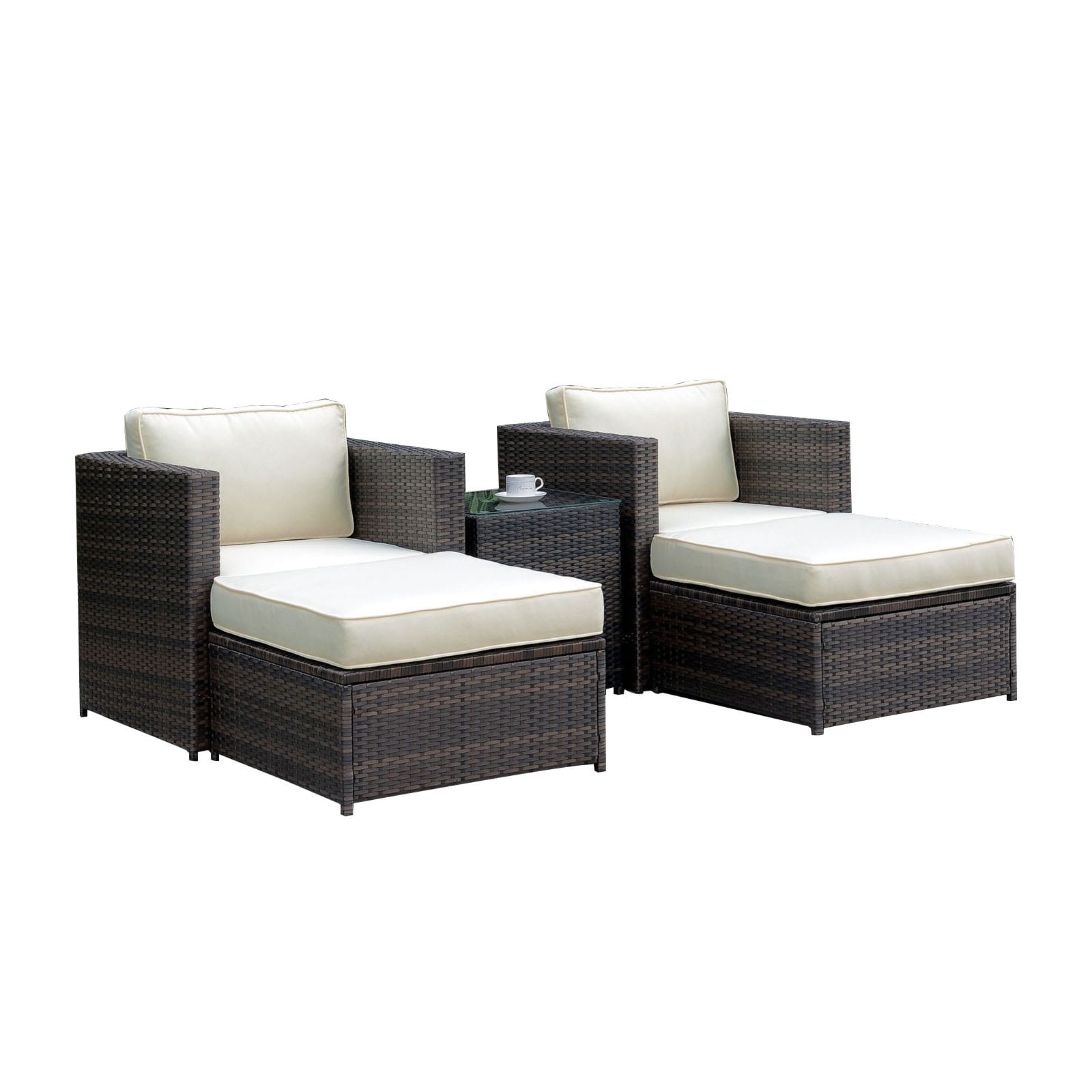 Patio Sectional With Ottoman In Brown And Beige