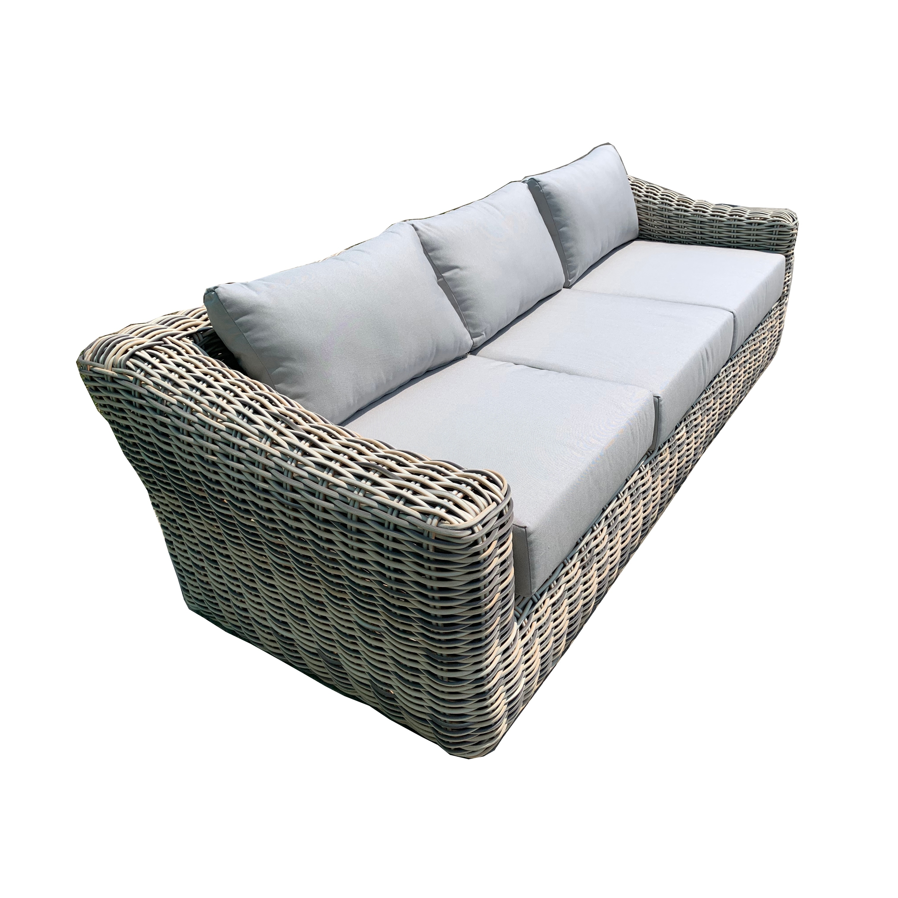 Hawaii Outdoor Patio Furniture Sofa Seating Durable Rattan Wicker Frame With Light Grey Olefin Cushions