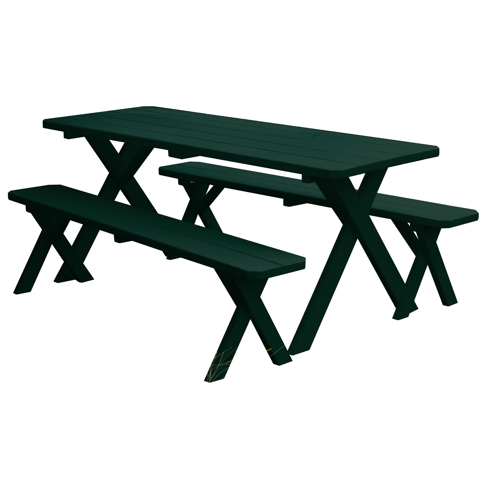 Pine 5 Cross-leg Picnic Table With 2 Benches