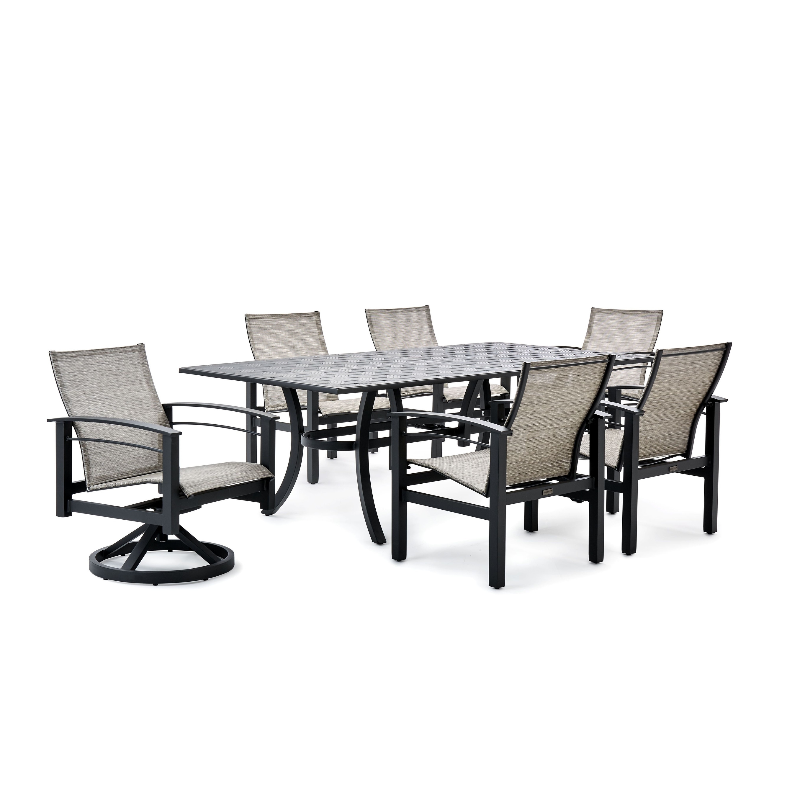 Stanford Sling 7pc Dining Set (4 Chairs  2 Swivel Chairs  Table)