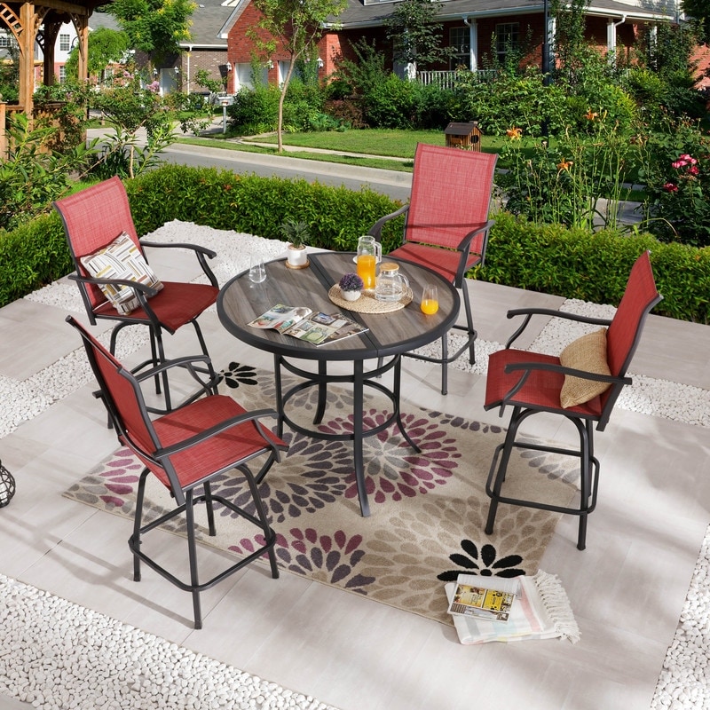 Patio Festival 4-person Outdoor 45.3 Round Bar Height Dining Set