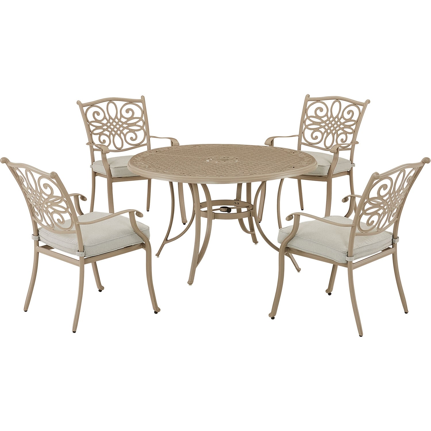 Hanover Traditions 5-piece Dining Set With 4 Stationary Chairs And 48-in. Cast-top Table  Sand Finish