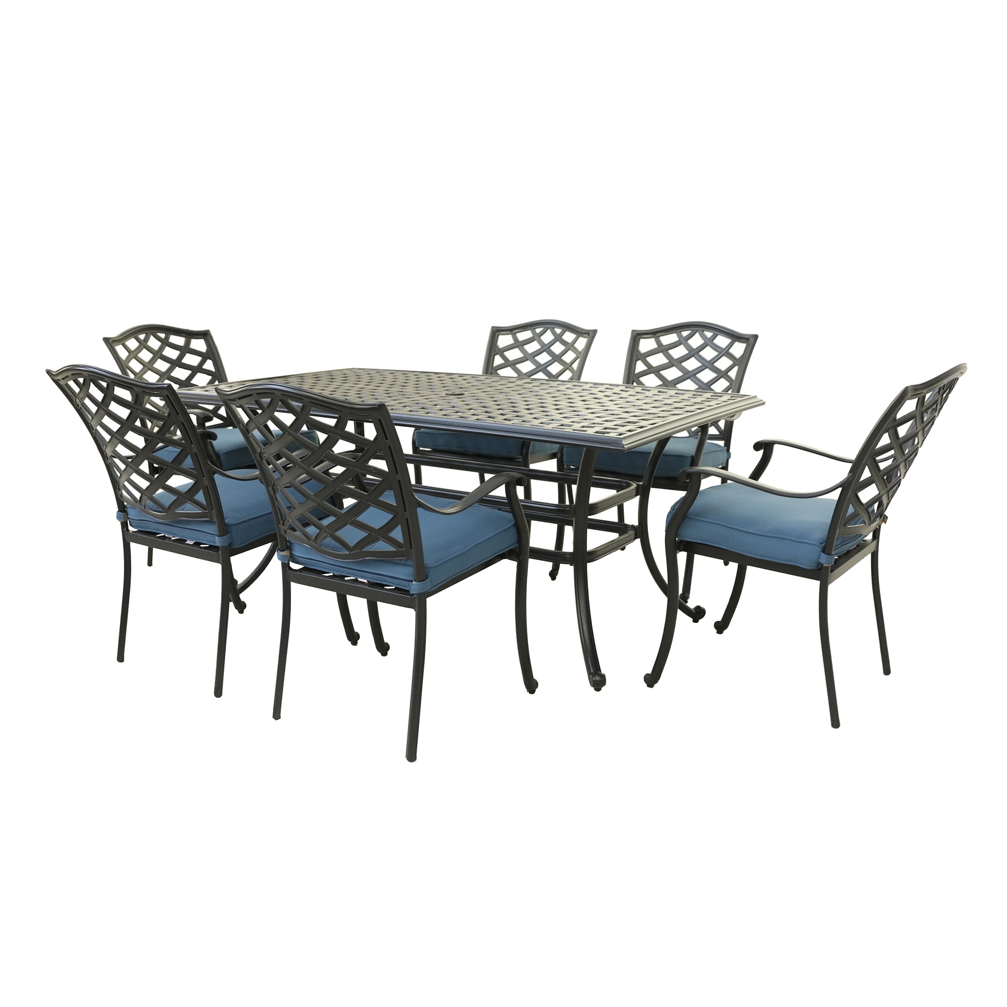 Aluminum 7-piece Rectangular Dining Set With 6 Arm Chairs