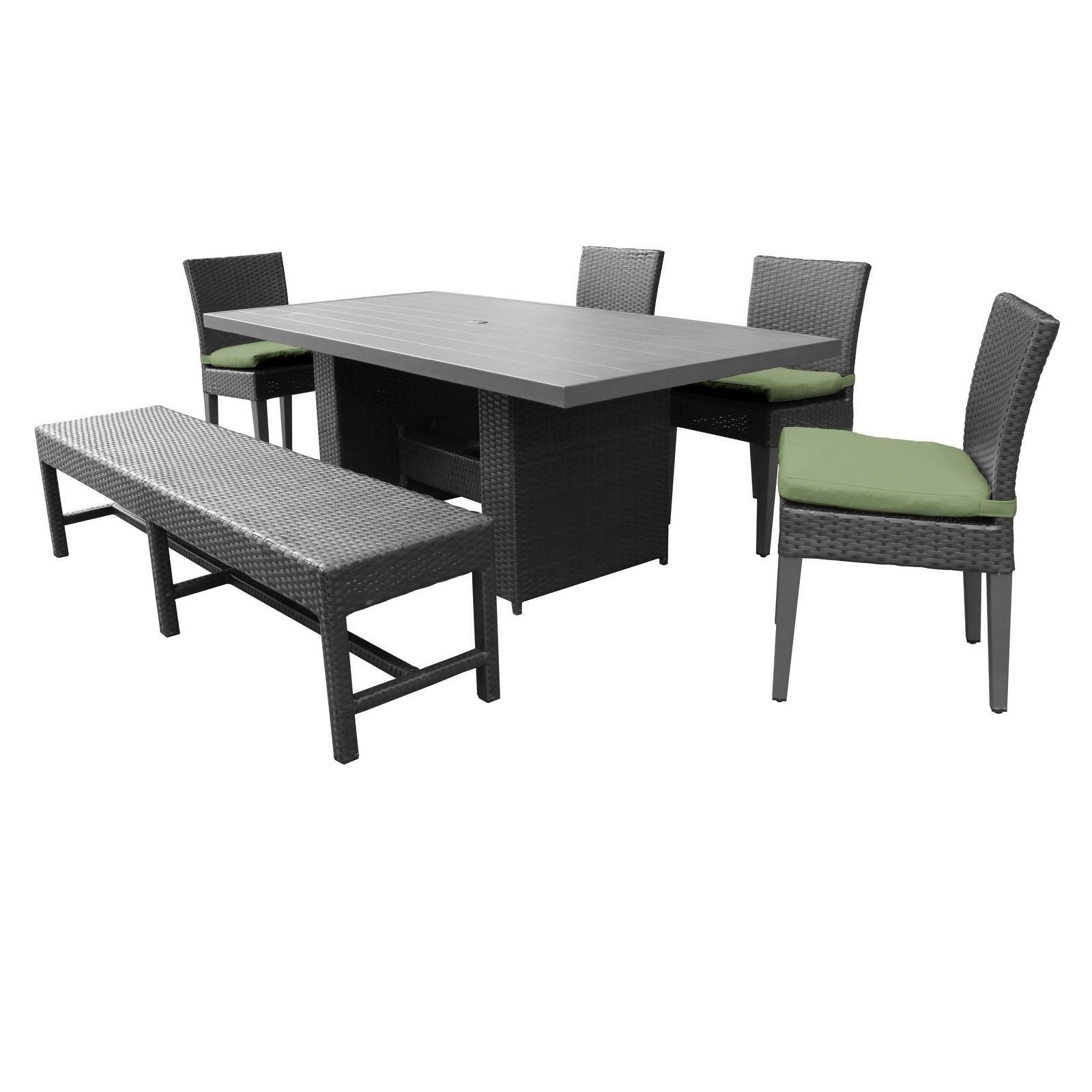 Belle Rectangular Outdoor Patio Dining Table With 4 Chairs And 1 Bench