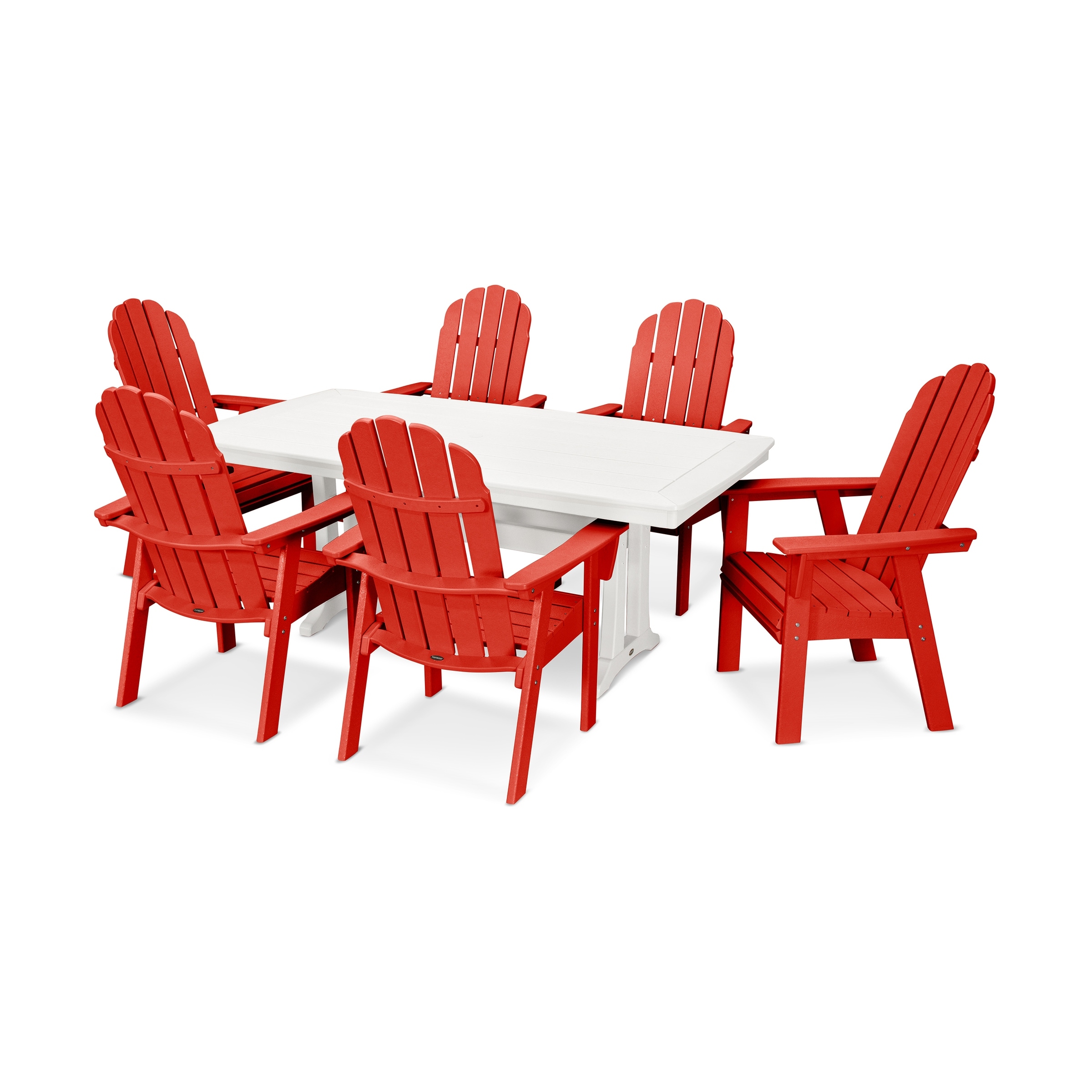 Polywood Vineyard Adirondack Chair 7-piece Nautical Trestle Dining Set