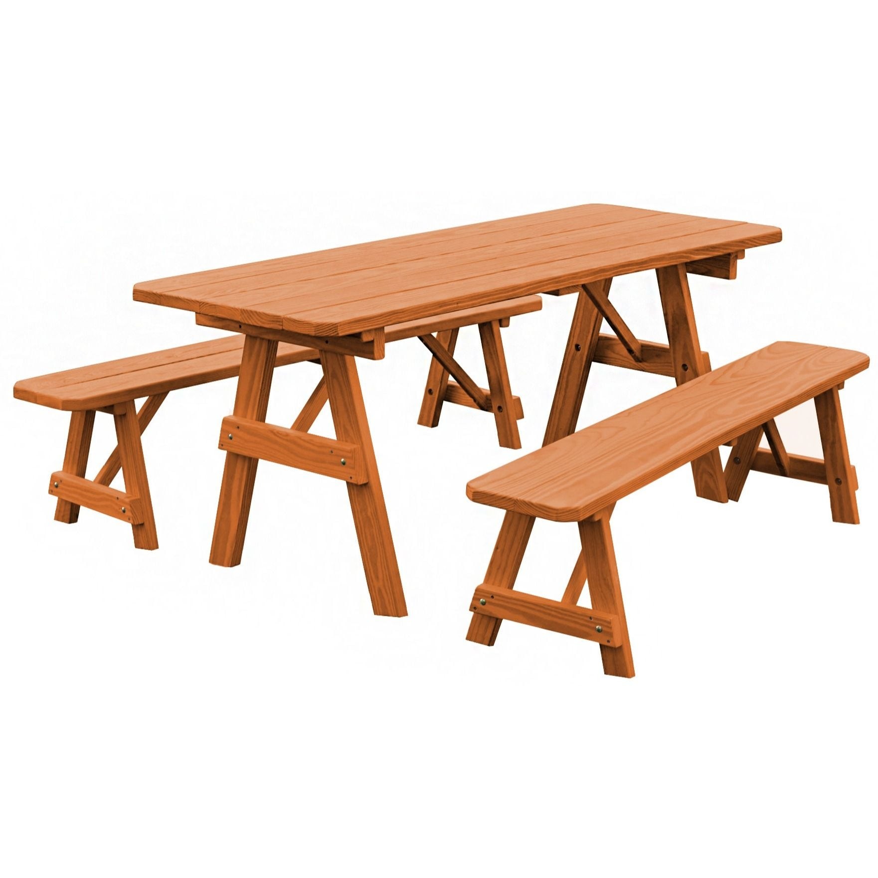 Pressure Treated Pine 8 Traditional Picnic Table With 2 Benches