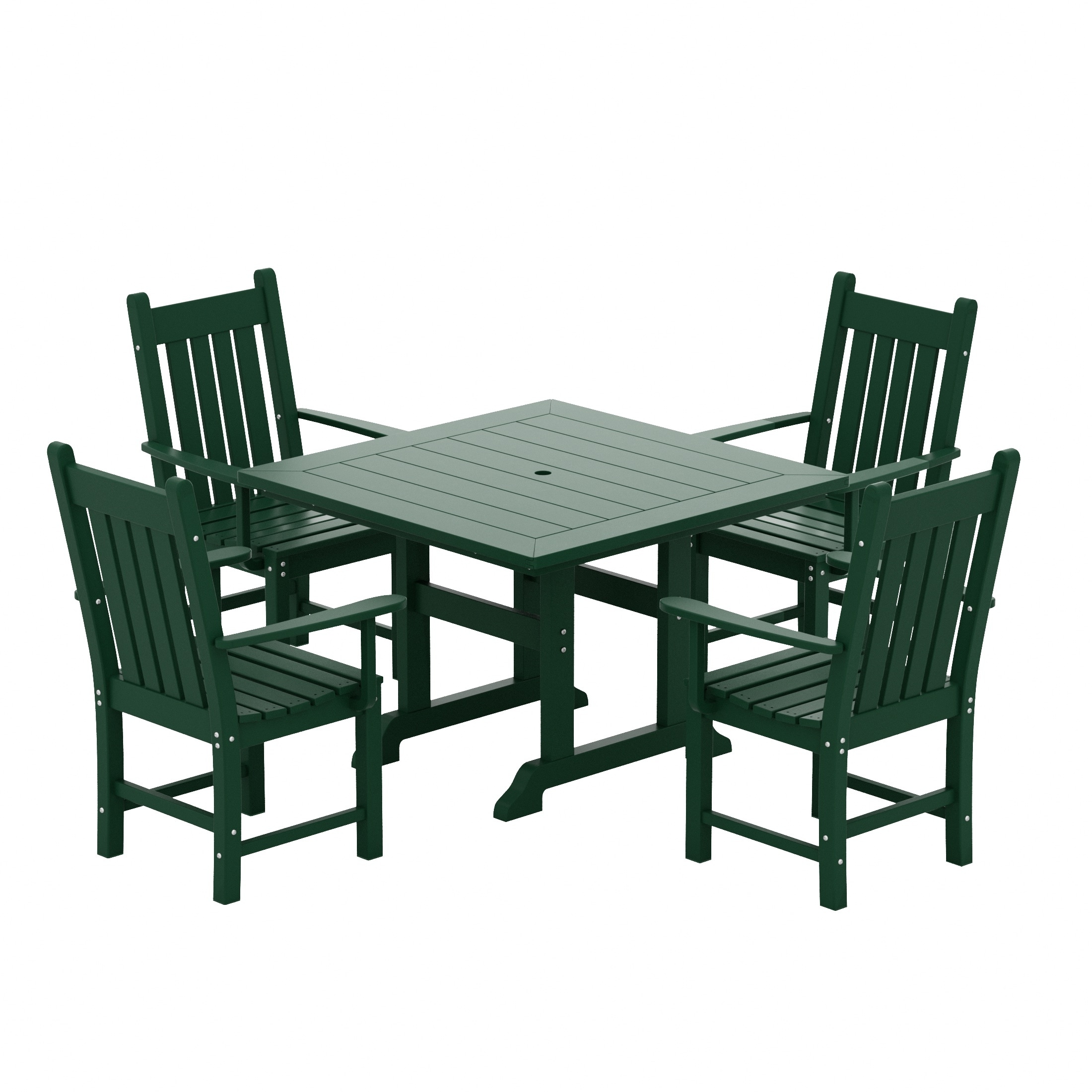 Laguna 5-piece Square Poly Eco-friendly All Weather Outdoor Dining Set With Armchairs