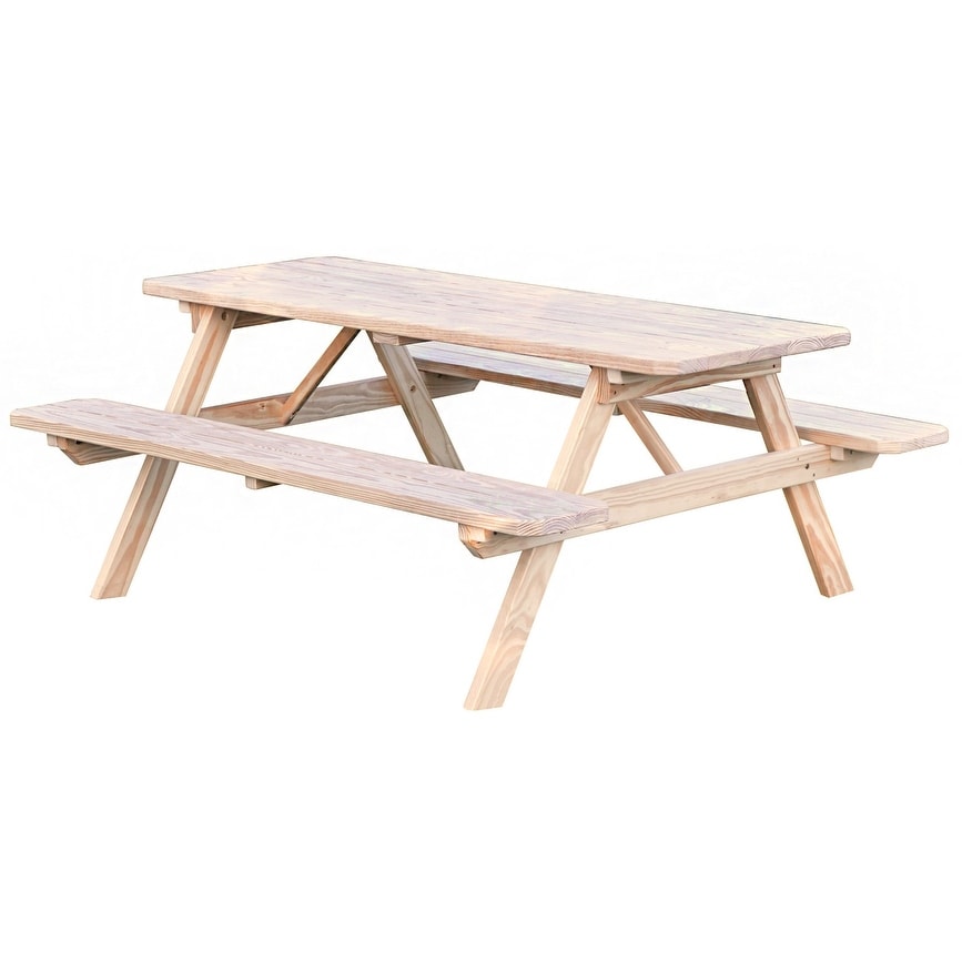 Pine 8 Picnic Table With Attached Benches