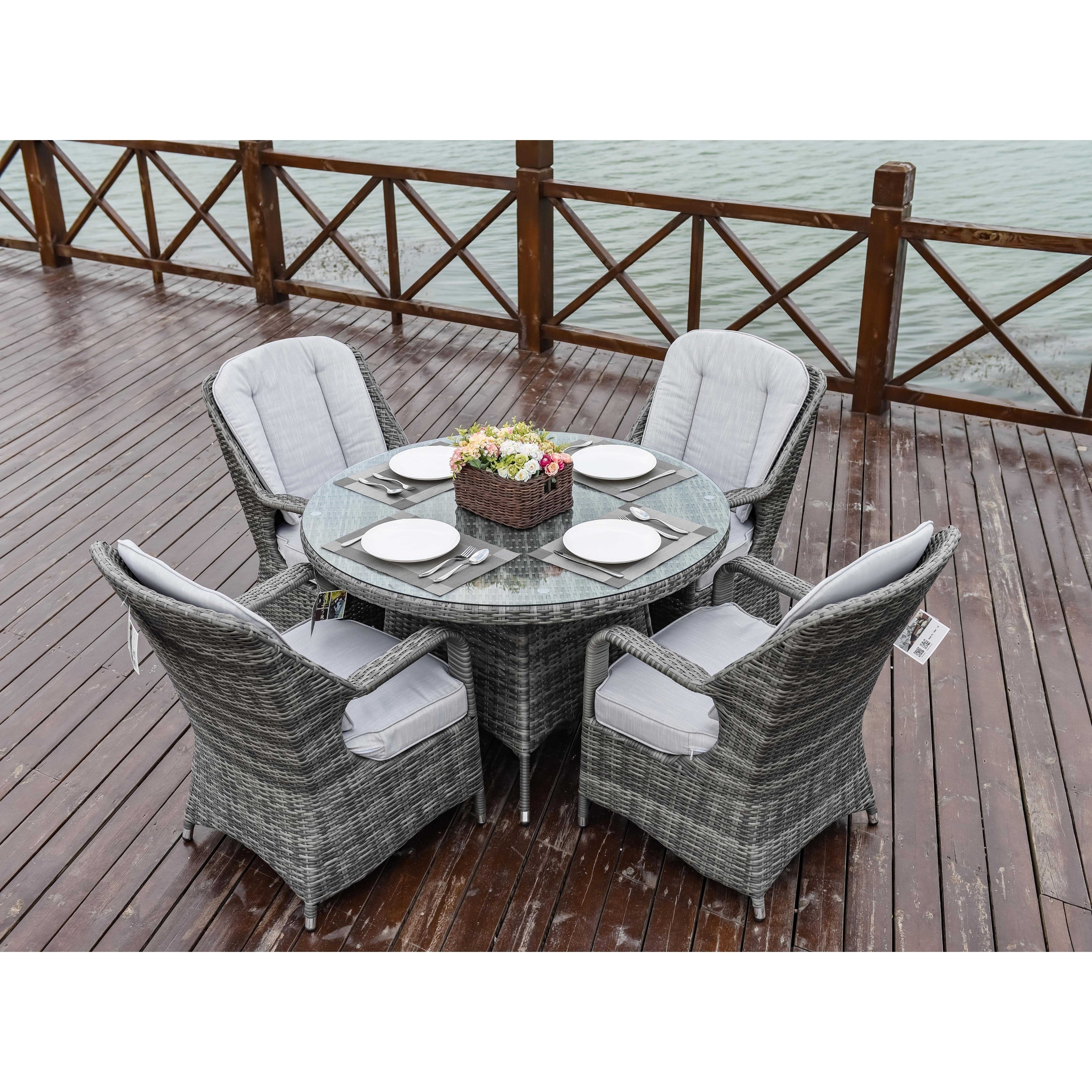 Moda Wicker 5-piece Patio Dining Table Set With Cushions