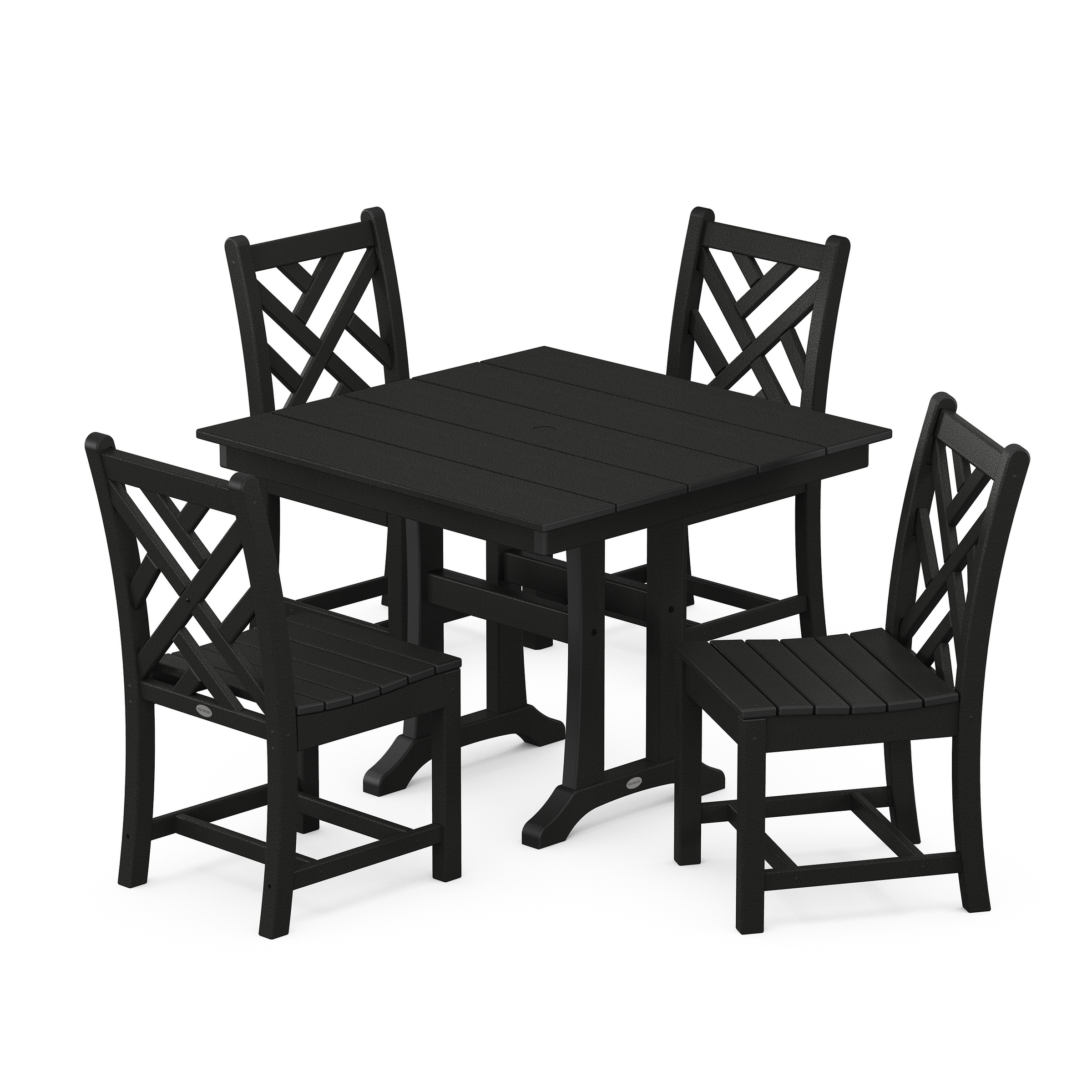Polywood Chippendale 5-piece Farmhouse Trestle Side Chair Dining Set