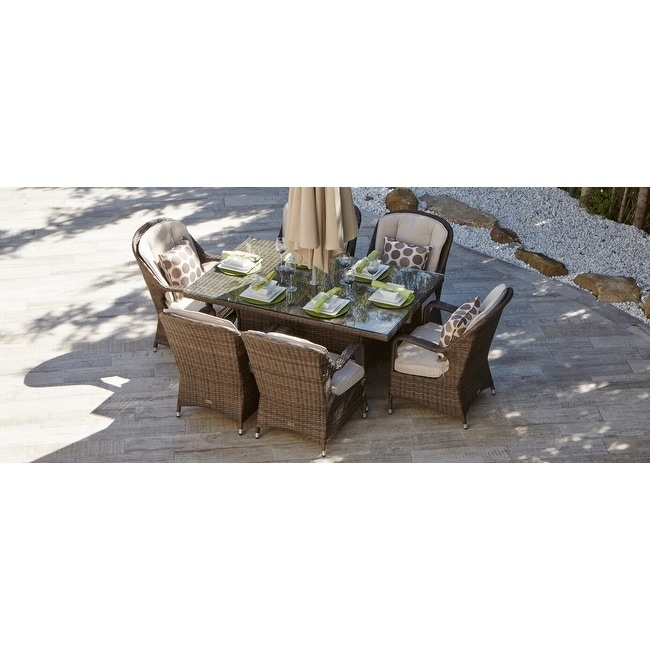 Moda Outdoor 7-piece Wicker Rectangle Dining Set With Eton Chair
