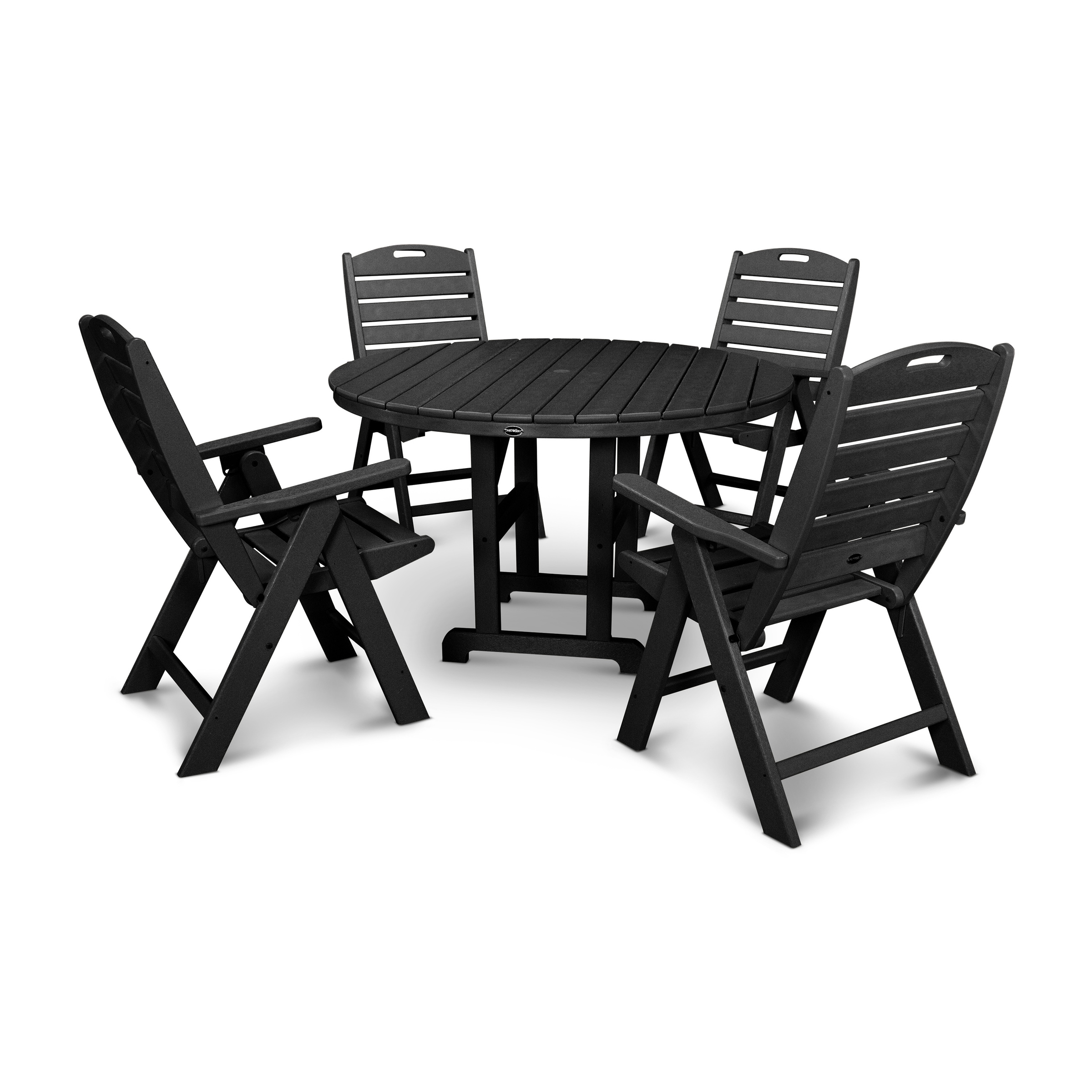 Nautical Polywood 5-piece Outdoor Dining Set With Folding Chairs