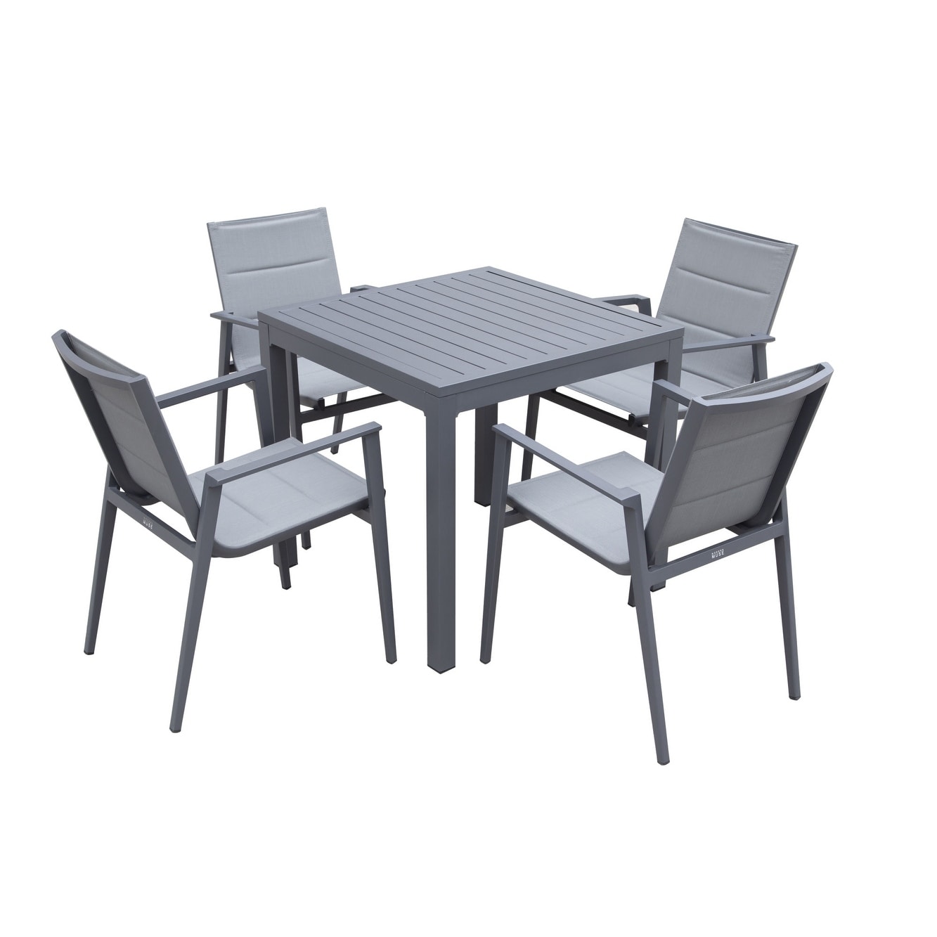 Modern Muse Aluminum Patio Dining Table And Chair 5 Pcs Set