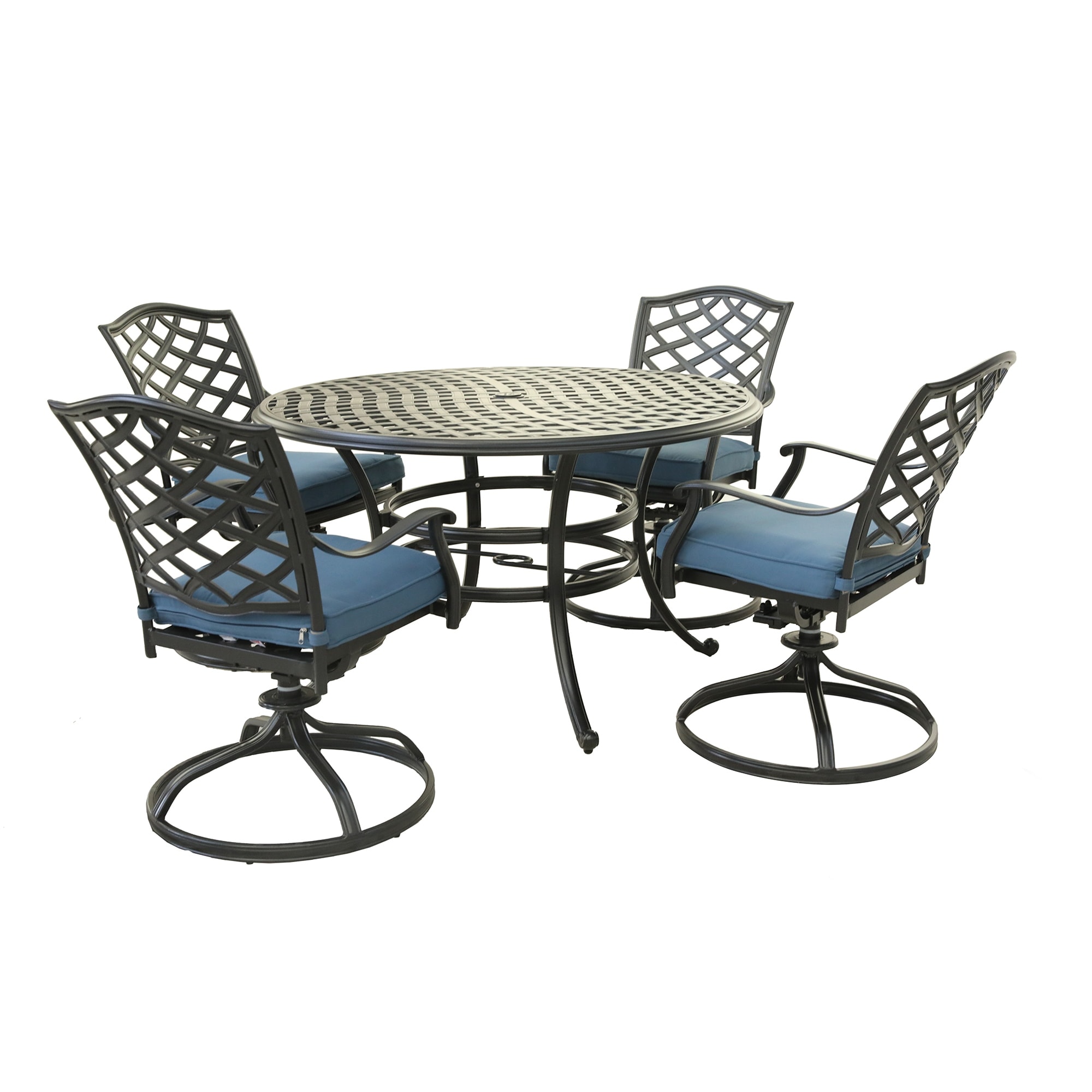 Aluminum 5-piece Round Dining Set With 4 Swivel Rockers