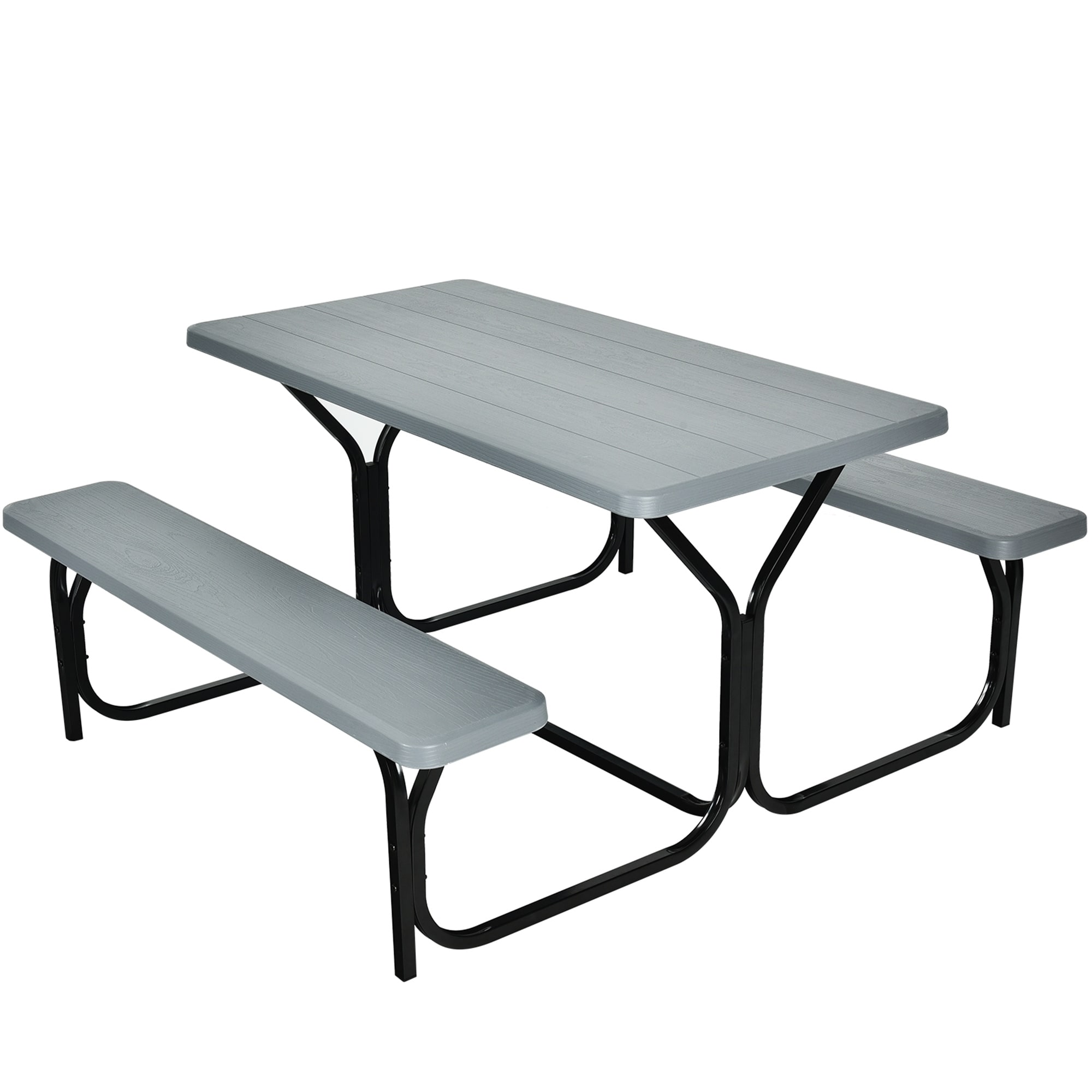 54 X 59 In Black Picnic Table Bench Set For Outdoor Camping