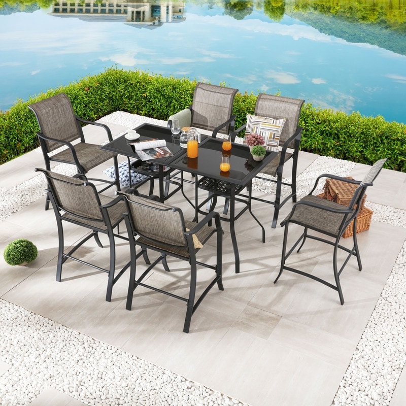 Patio Festival Square 6-person Outdoor Bar Height Dining Set
