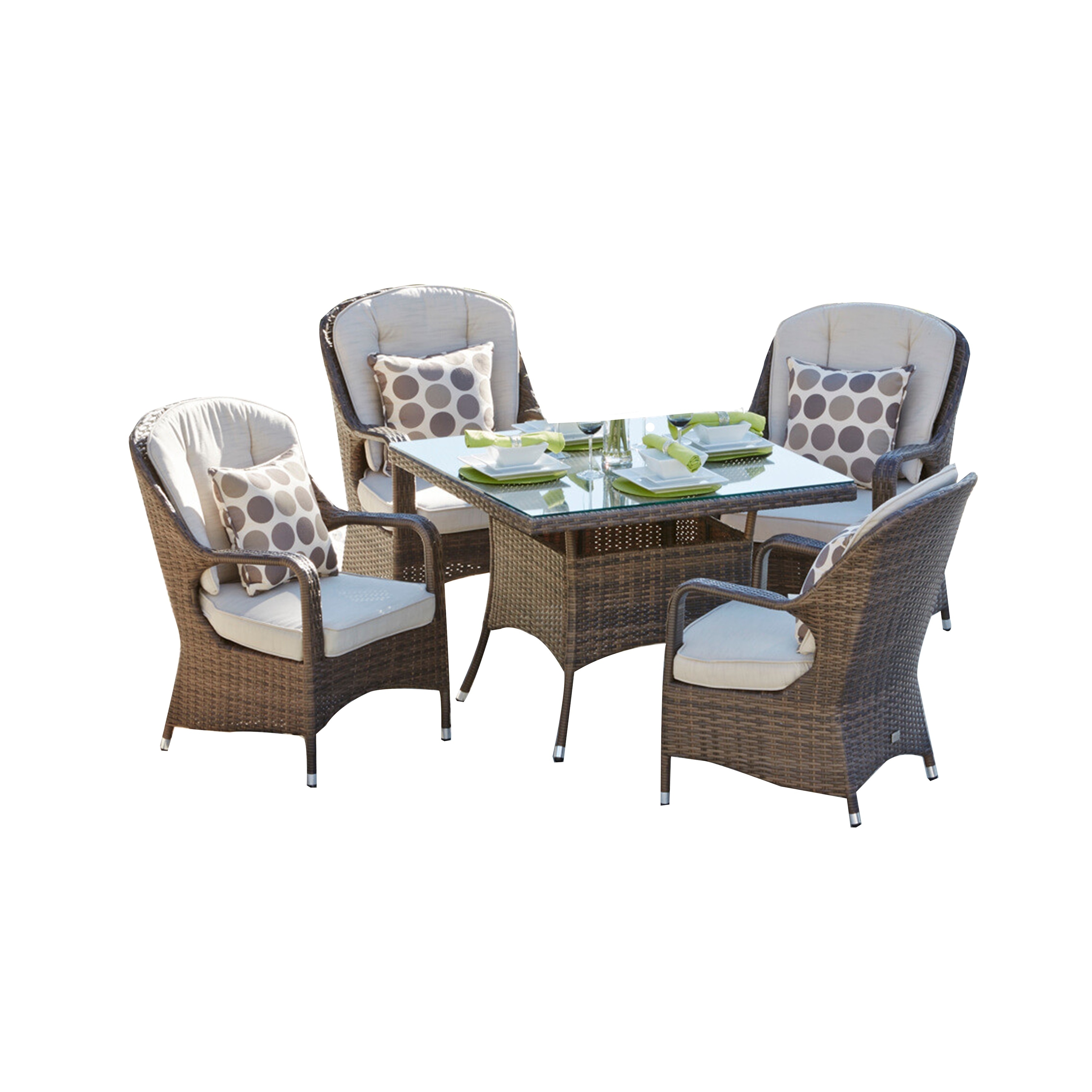 Moda Wicker 5-piece Patio Dining Table Set With Cushions