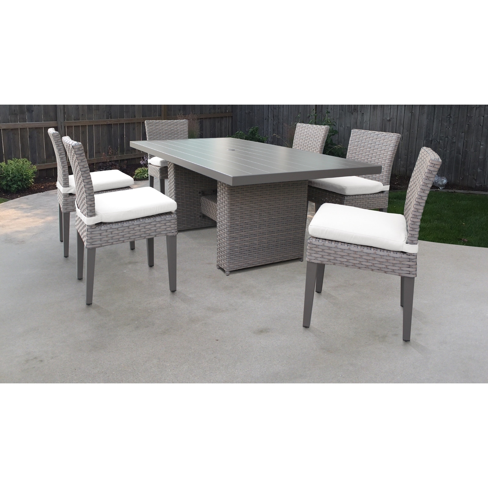 Monterey Rectangular Outdoor Patio Dining Table With 6 Armless Chairs