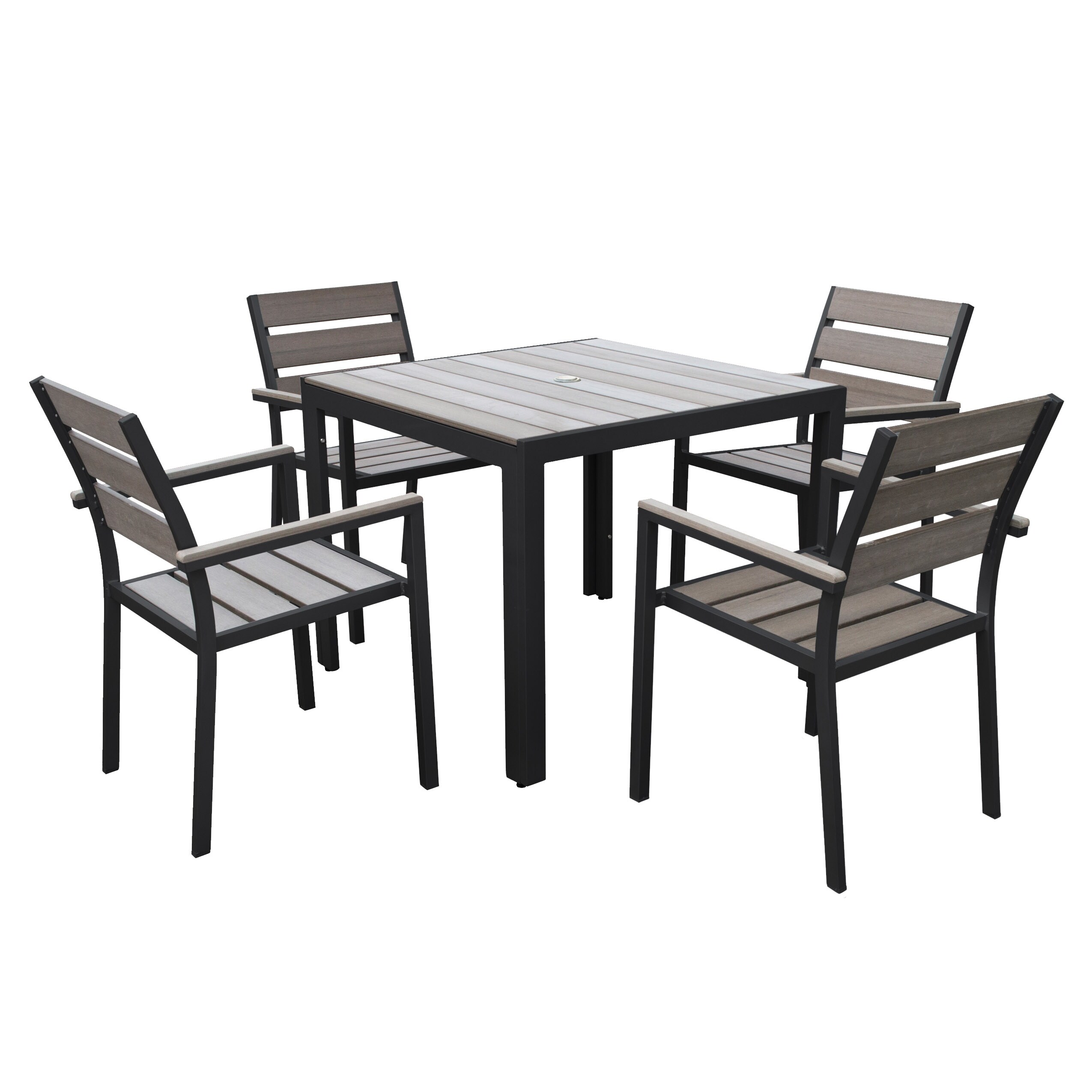 Corliving 5pc Sun Bleached Black Outdoor Dining Set