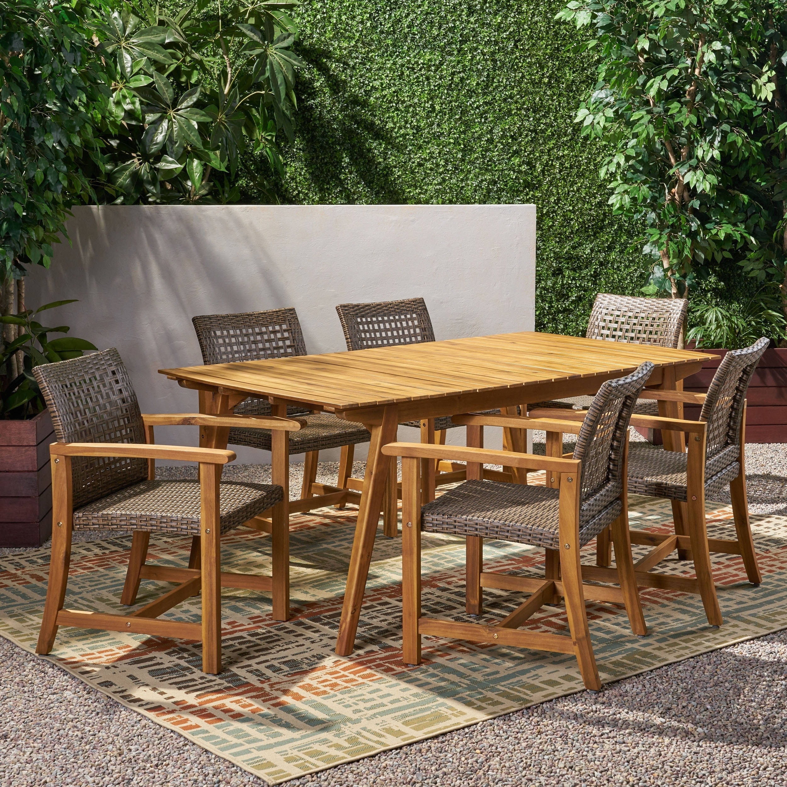 Brookside Outdoor 6 Seater Acacia Wood Dining Set By Christopher Knight Home