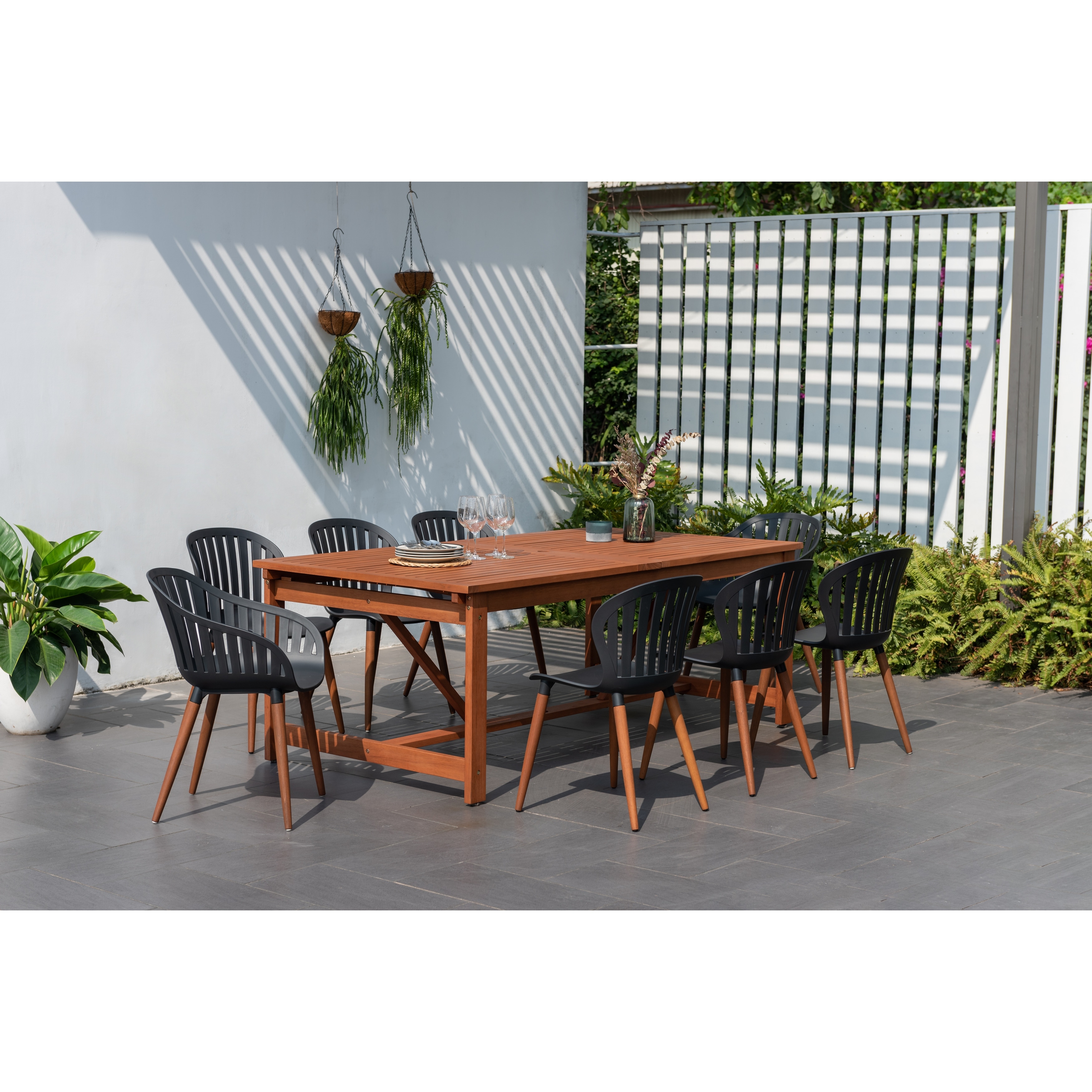 Amazonia Rawlins 9pc 100 Fsc Wood Outdoor Patio Dining Set
