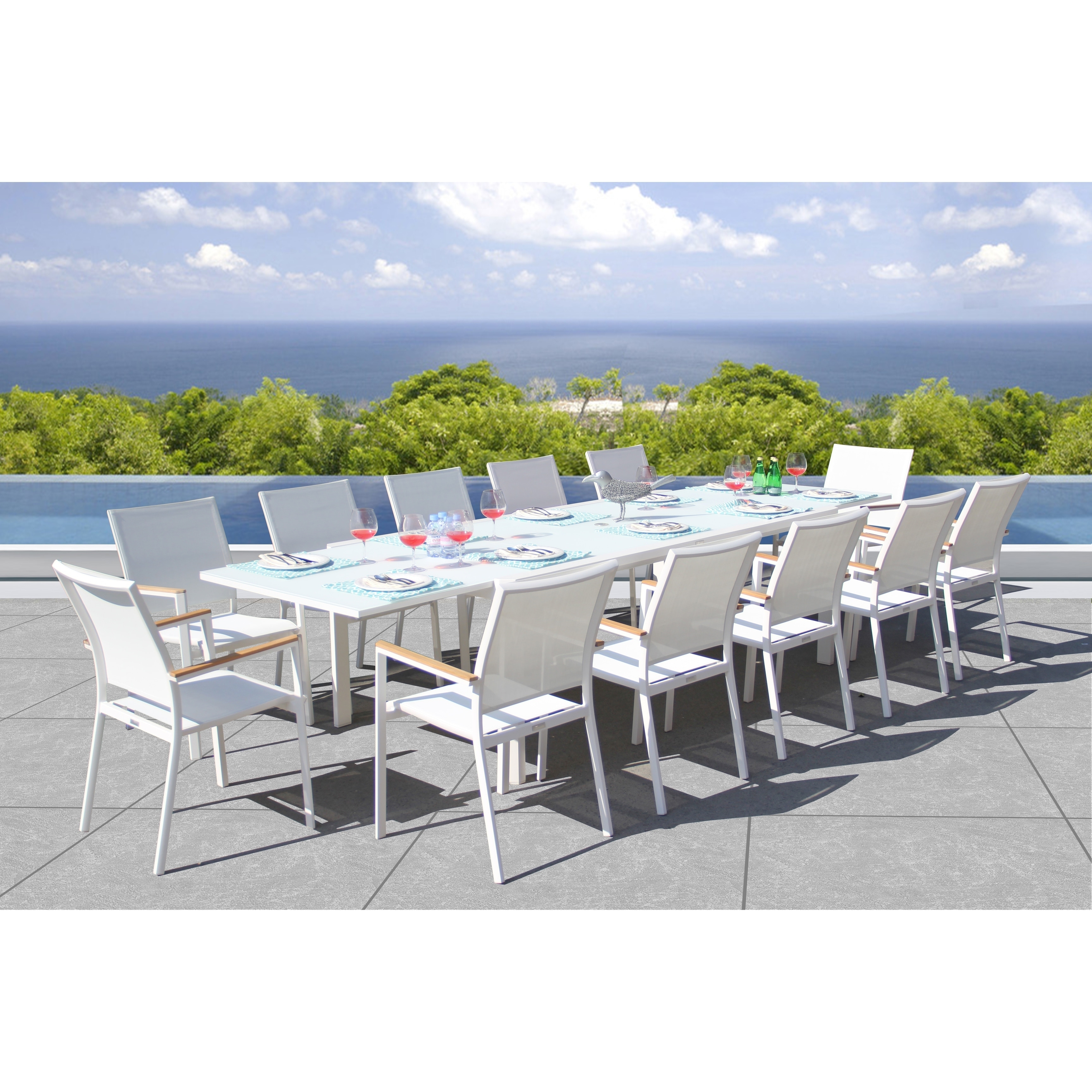 Essence 13 Pc Dining Set - Fabric Color_white