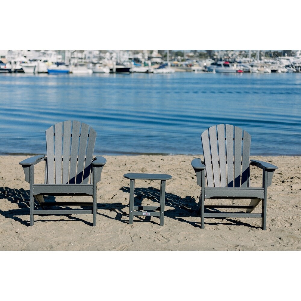 Luxeo Hampton Patio Adirondack Chairs And Table Set (3pc Set)