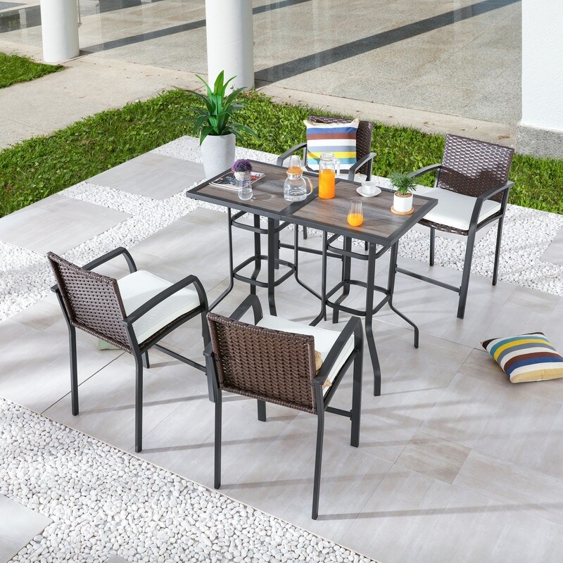 Patio Festival 4-person Bar Height Dining Set With Cushions