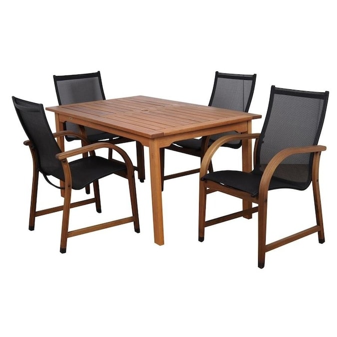 Bahamas 5-piece Outdoor Dining Set Eucalyptus Rectangular Table Patio Furniture Set