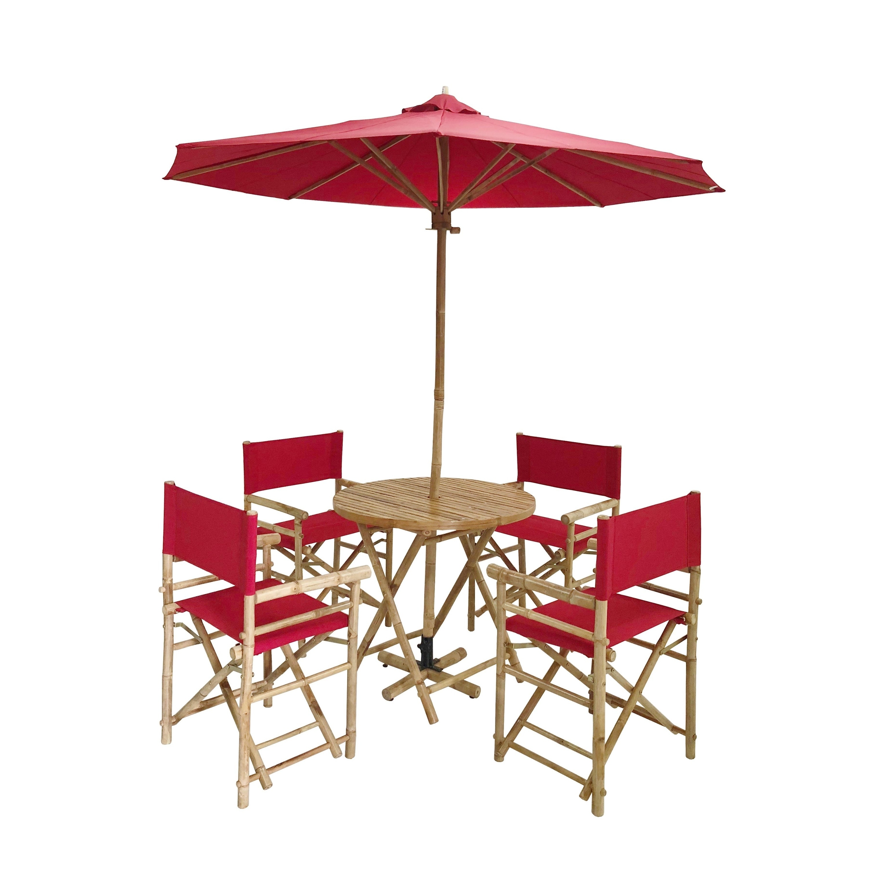 Salute 6-piece Bamboo Patio Set With Round Table And Umbrella By Havenside Home