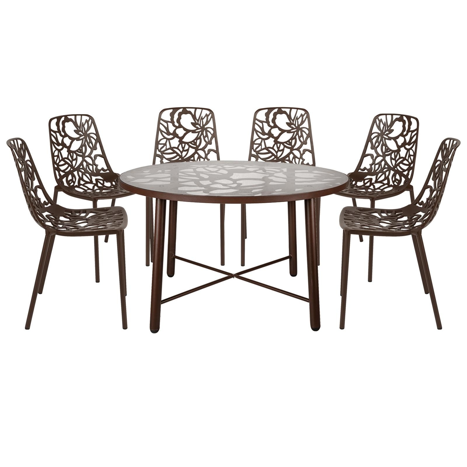 Leisuremod Devon 7-piece Aluminum Dining Set With Table And 6 Chairs