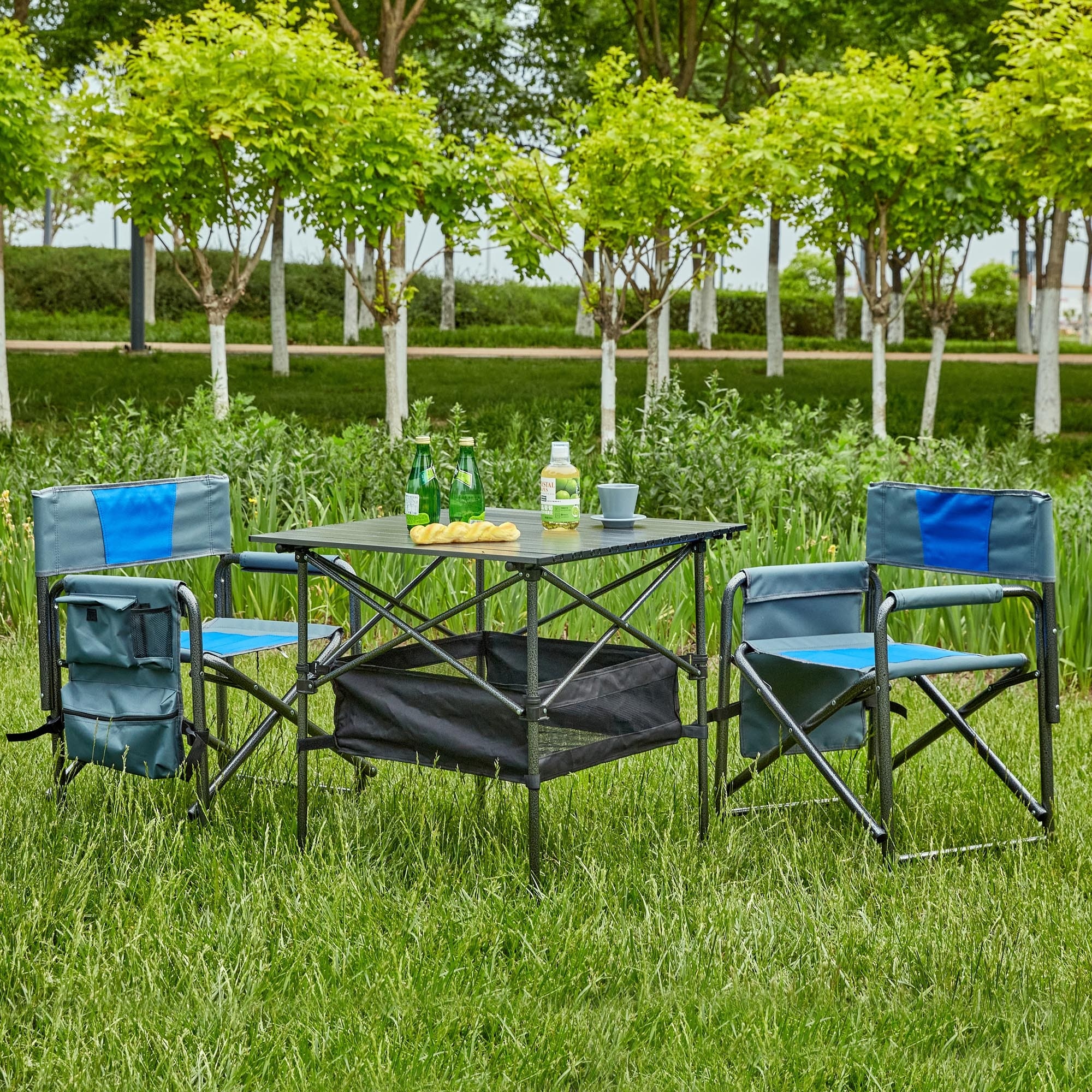 Set Of 3 Folding Outdoor Table And Chairs Set