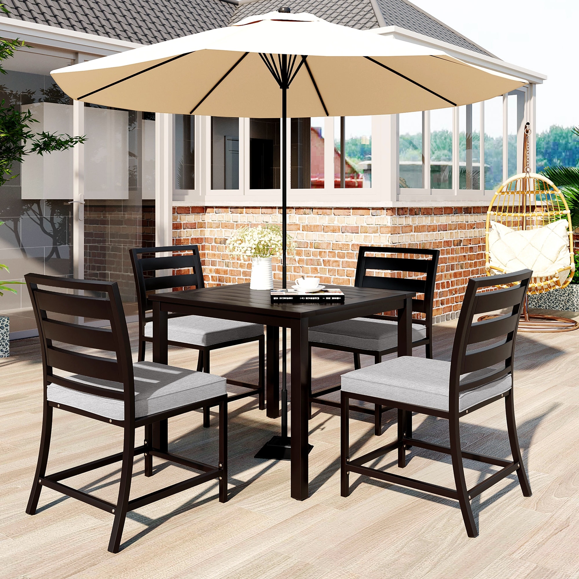 Outdoor Four-person Dining Table And Chairs Are Suitable For Courtyards  Balconies  Lawns