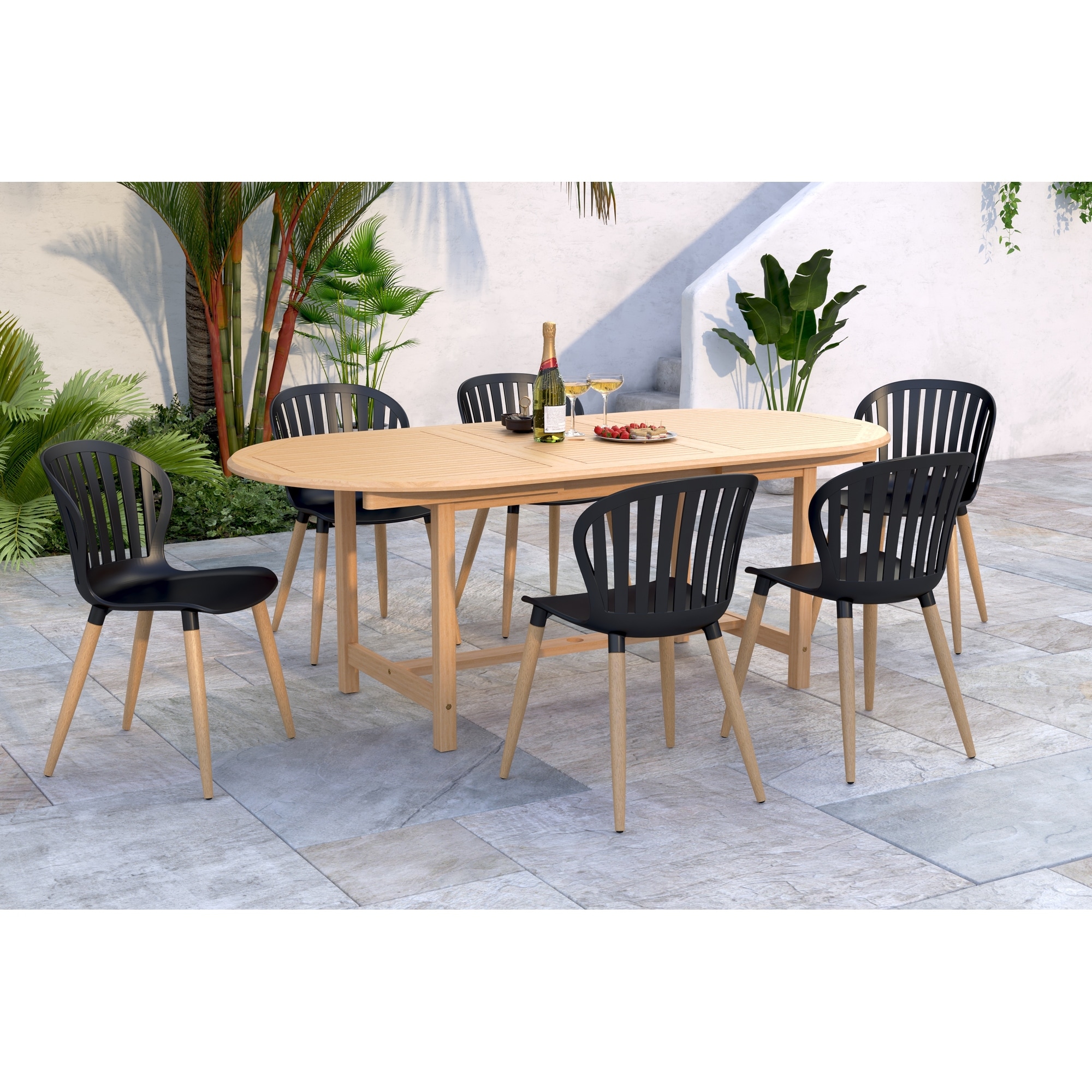 Amazonia Leblle 7pc Fsc Certified Wood Outdoor Patio Dining Set