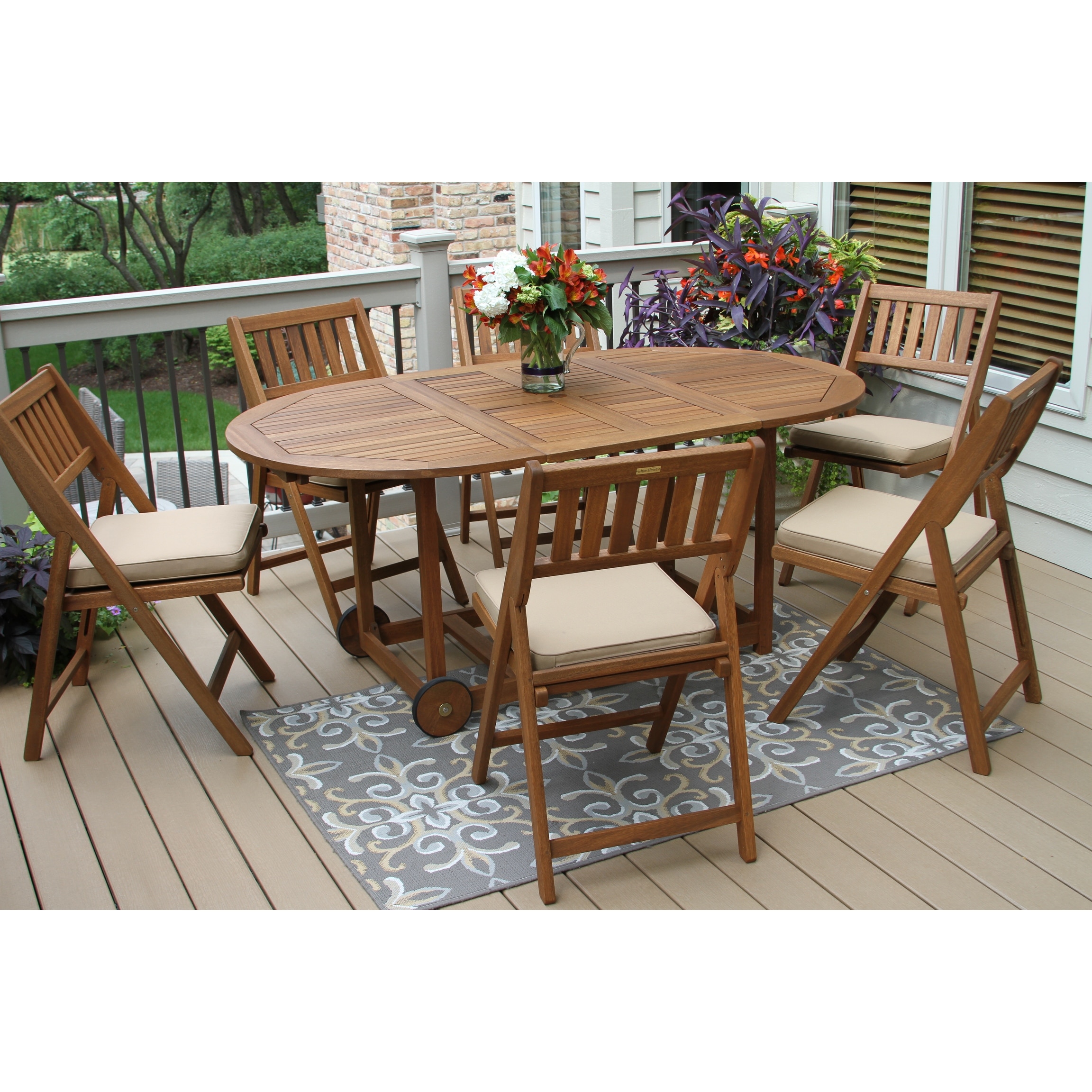 Eilaf 7pc Eucalyptus Fold And Store Dining Set